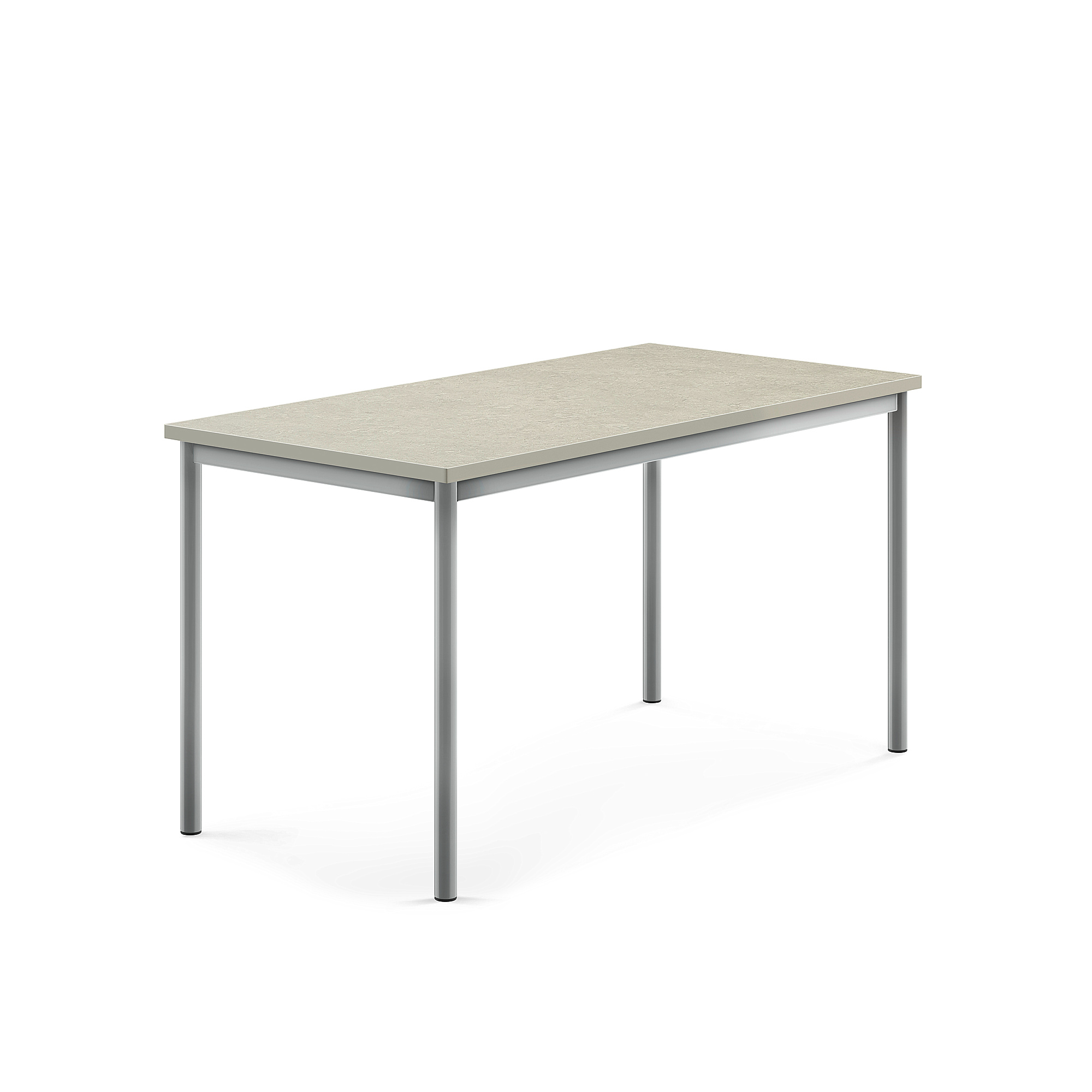 Stůl SONITUS, 1400x700x720 mm, stříbrné nohy, deska s linoleem, šedá
