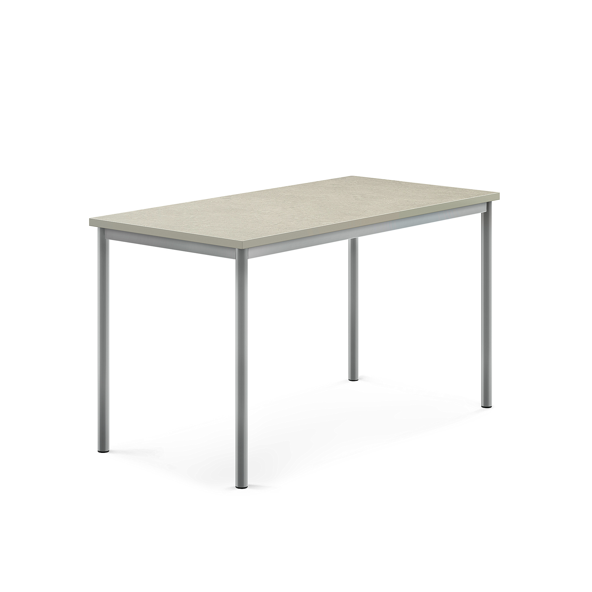 Stůl SONITUS, 1400x700x760 mm, stříbrné nohy, deska s linoleem, šedá