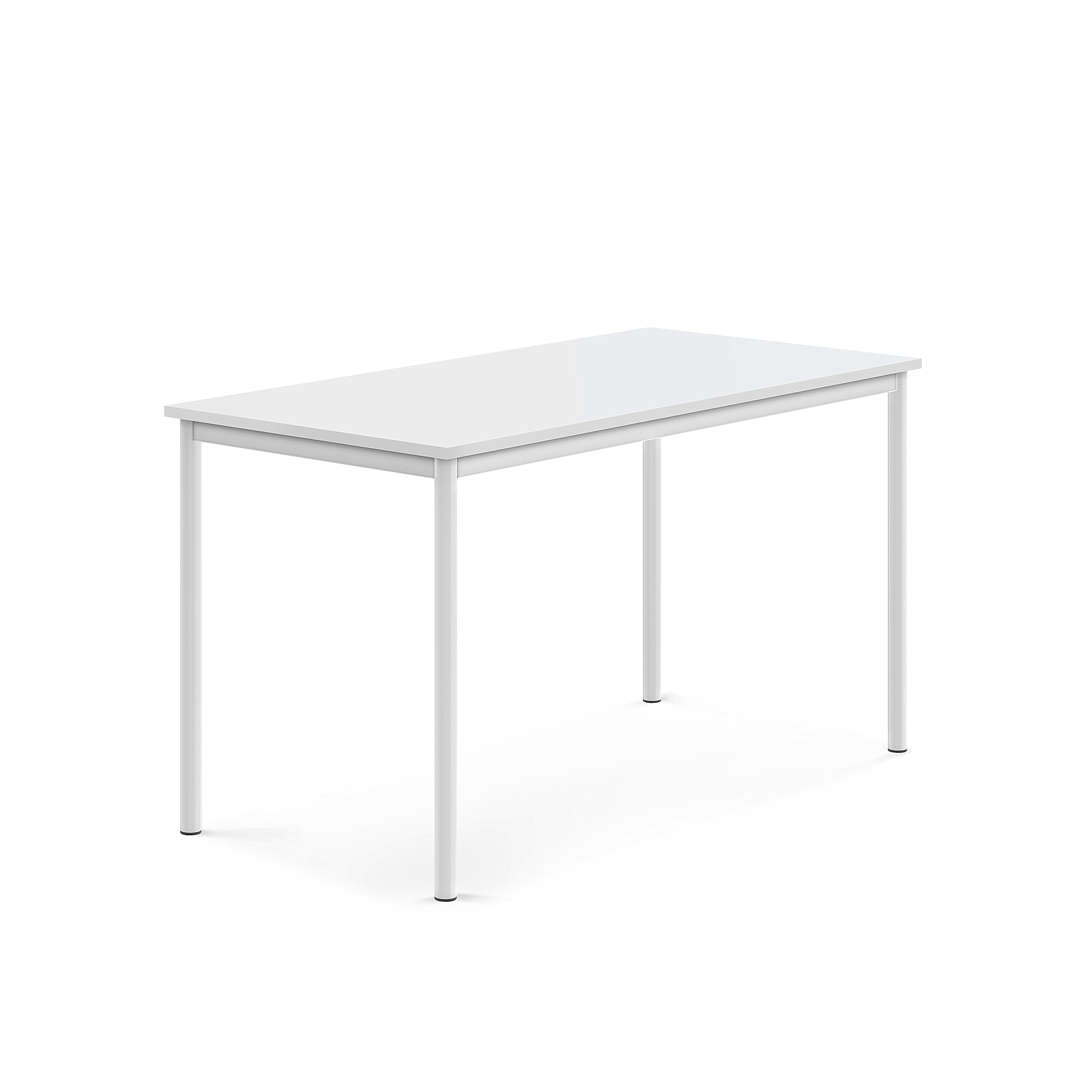 Stůl SONITUS, 1400x700x760 mm, bílé nohy, HPL deska tlumící hluk, bílá