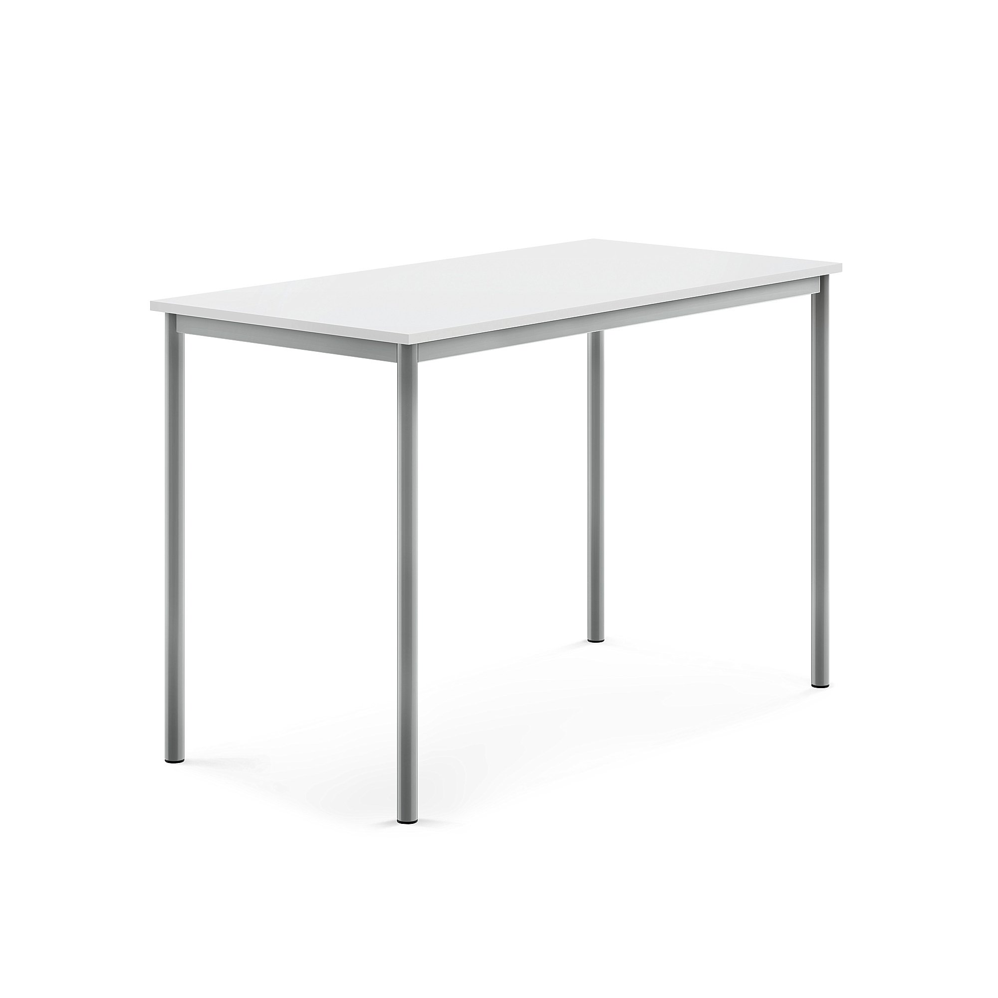 Levně Stůl SONITUS, 1400x700x900 mm, stříbrné nohy, HPL deska tlumící hluk, bílá