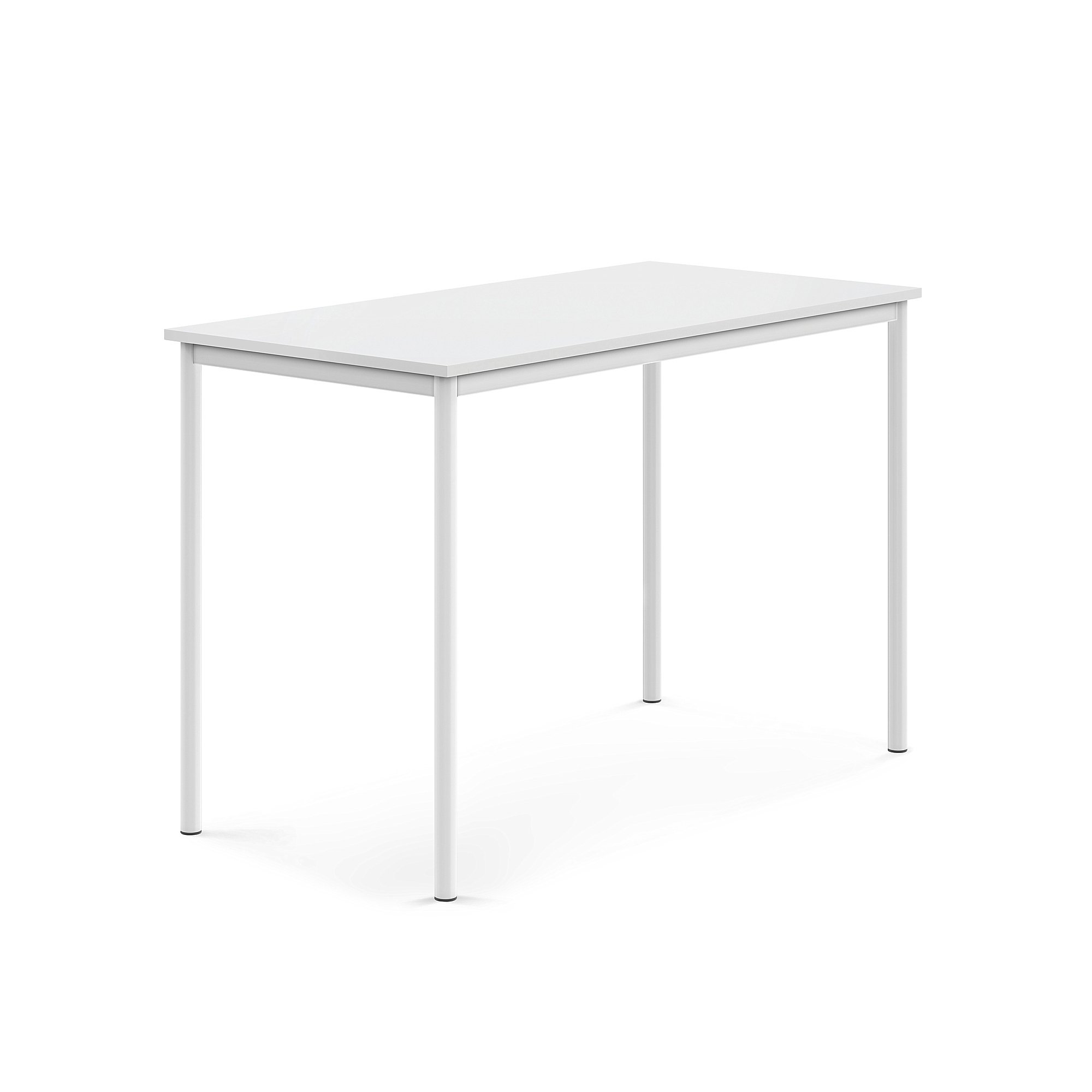 Stůl SONITUS, 1400x700x900 mm, bílé nohy, HPL deska tlumící hluk, bílá