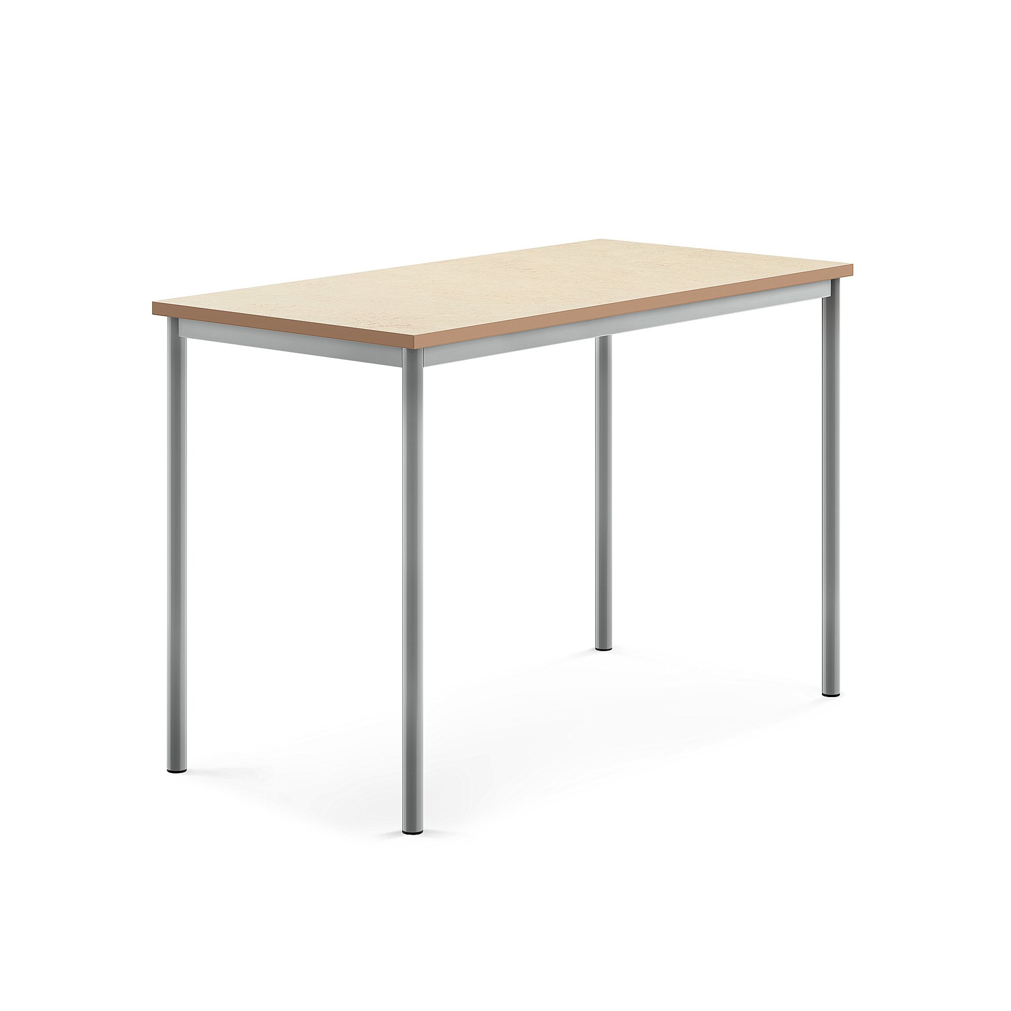 Stůl SONITUS, 1400x700x900 mm, stříbrné nohy, deska s linoleem, béžová