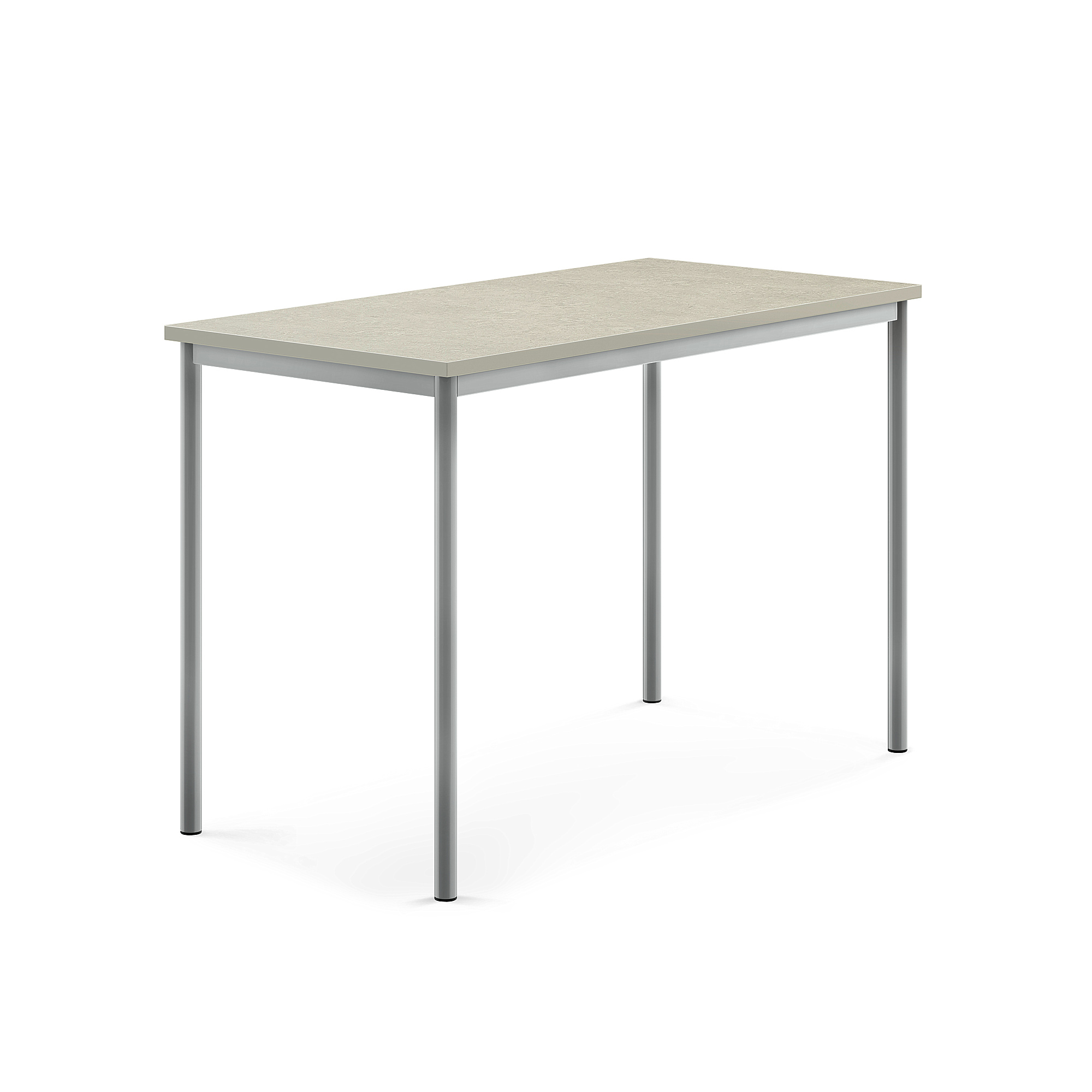 Stůl SONITUS, 1400x700x900 mm, stříbrné nohy, deska s linoleem, šedá