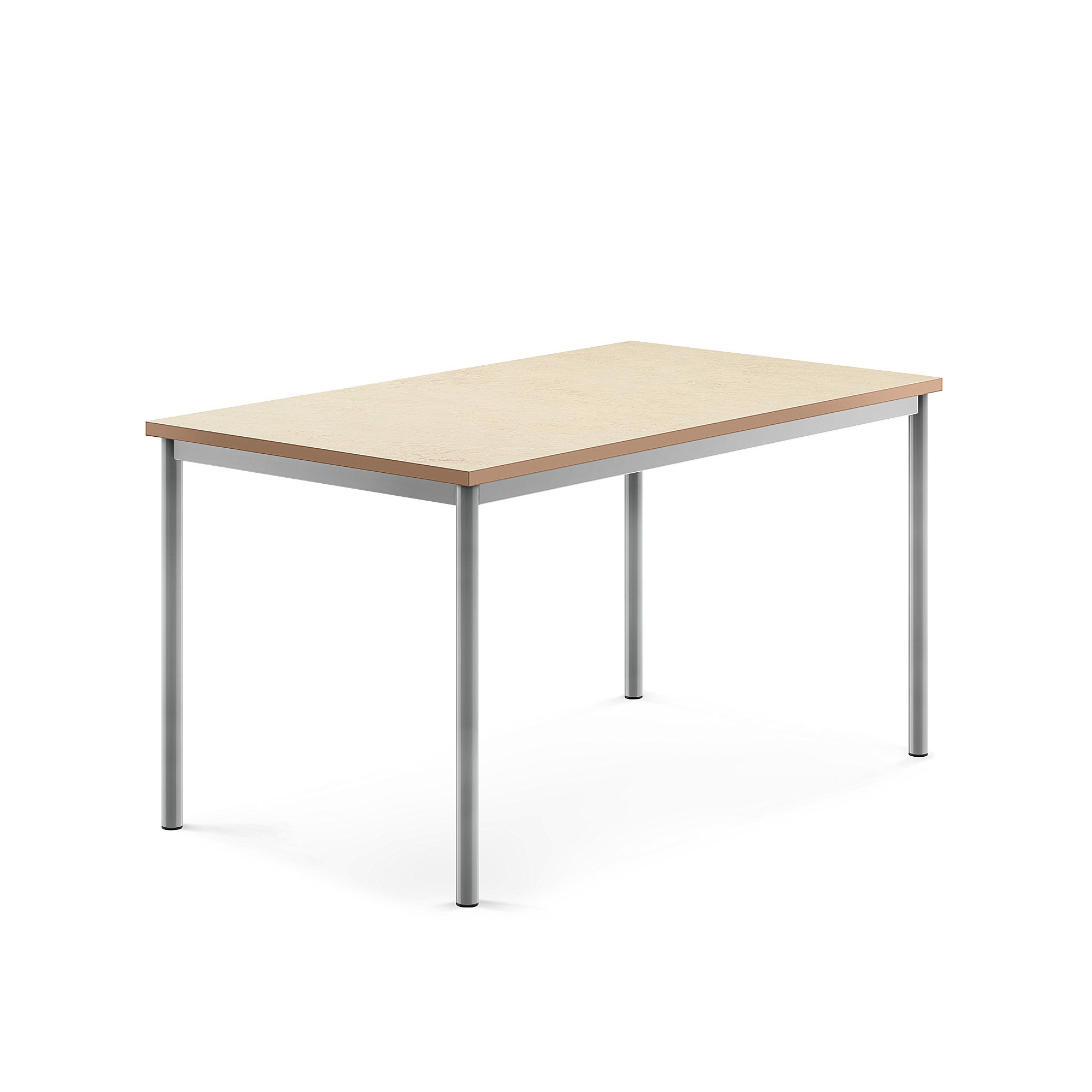 Stůl SONITUS, 1400x800x720 mm, stříbrné nohy, deska s linoleem, béžová