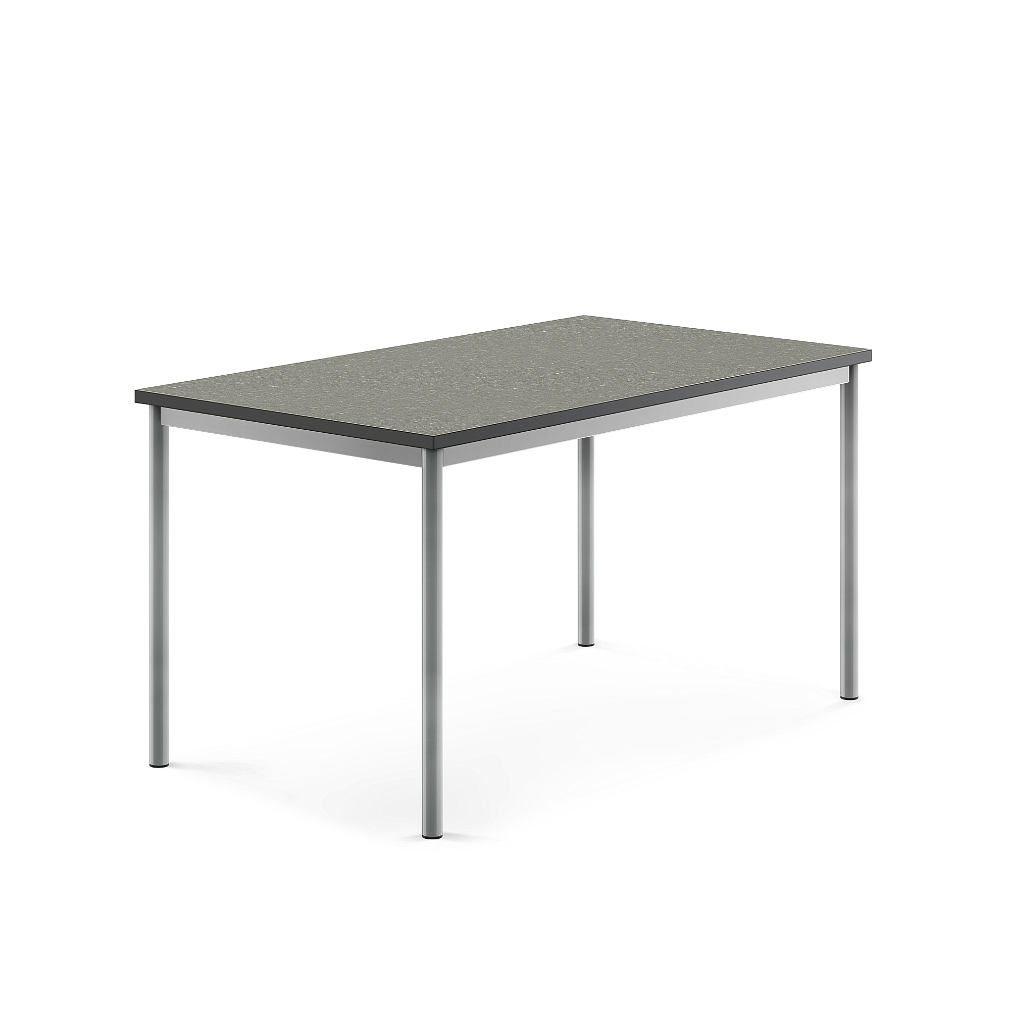 Stůl SONITUS, 1400x800x720 mm, stříbrné nohy, deska s linoleem, tmavě šedá