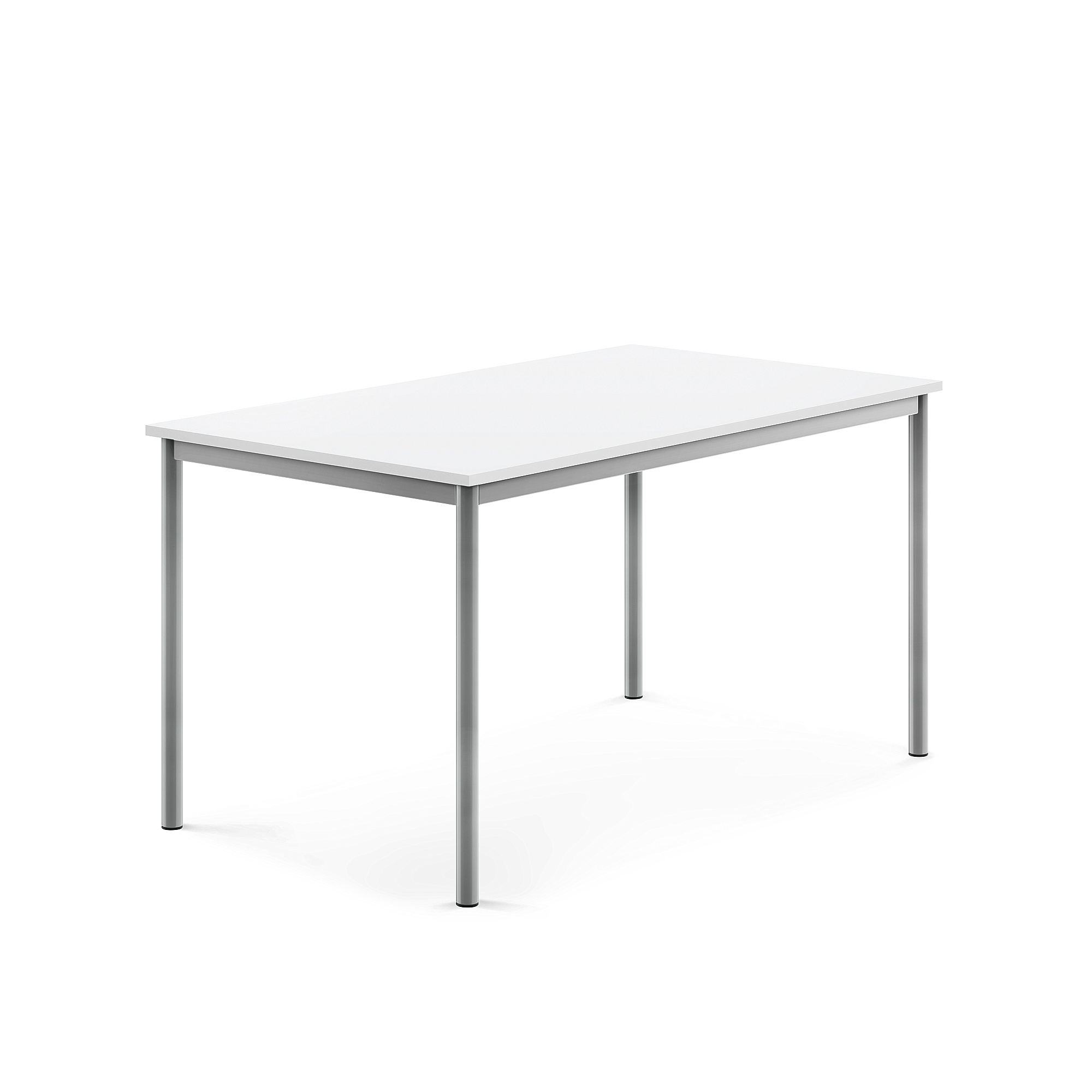 Stůl SONITUS, 1400x800x720 mm, stříbrné nohy, HPL deska tlumící hluk, bílá