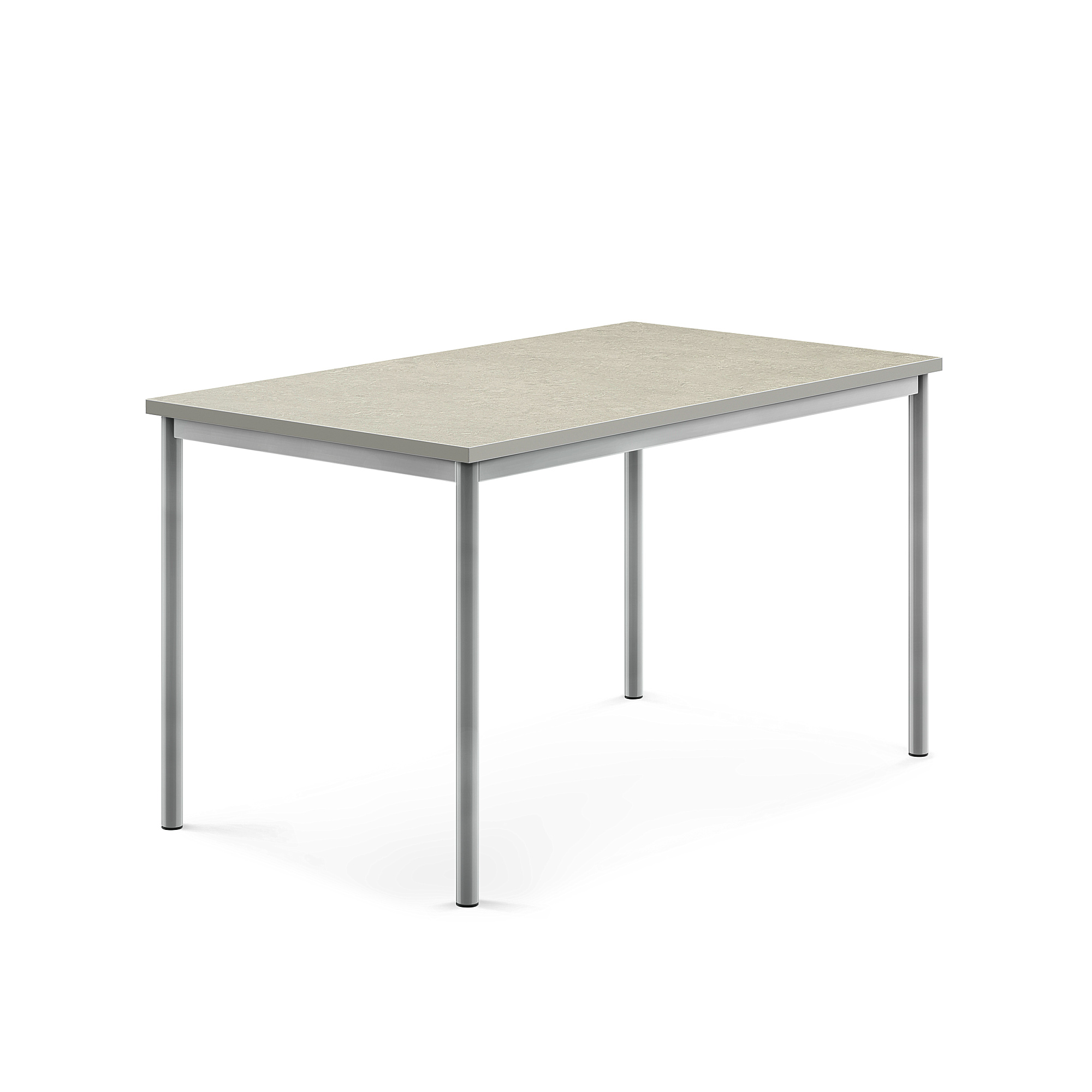 Stůl SONITUS, 1400x800x760 mm, stříbrné nohy, deska s linoleem, šedá
