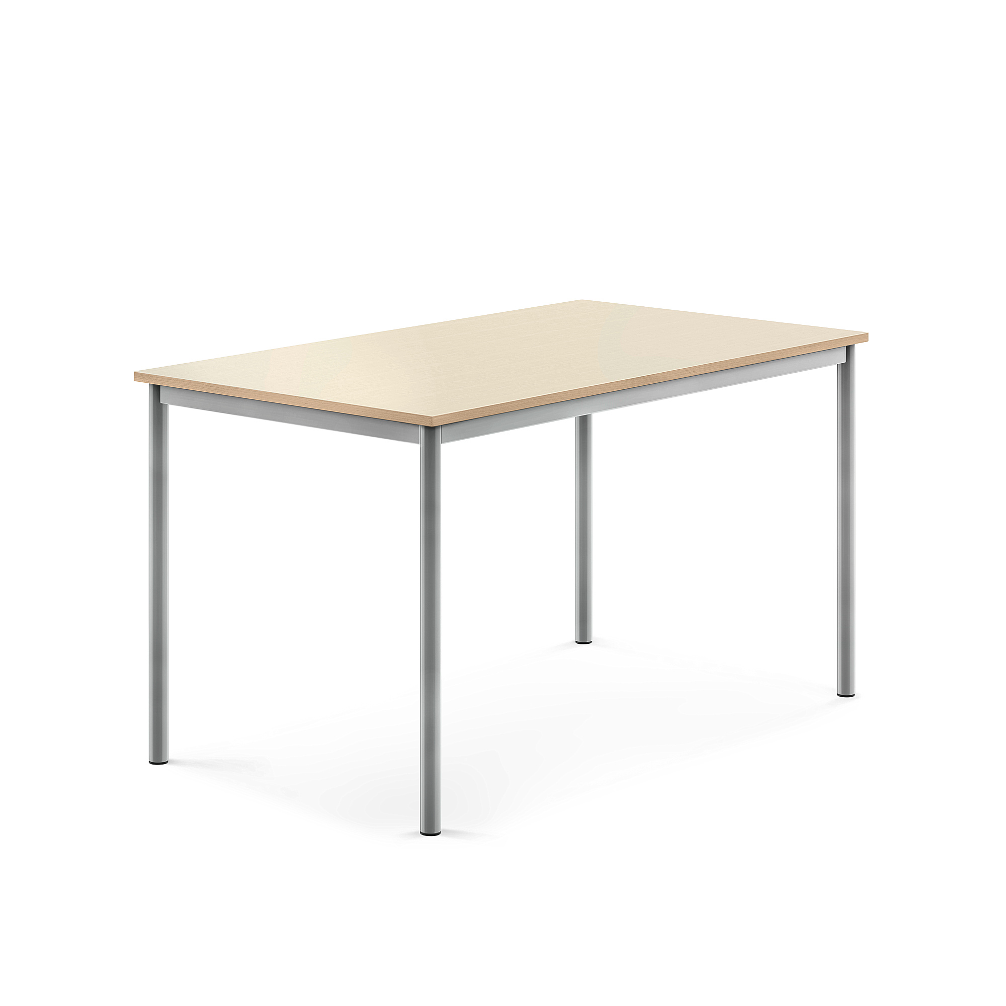 Stůl SONITUS, 1400x800x760 mm, stříbrné nohy, HPL deska tlumící hluk, bříza