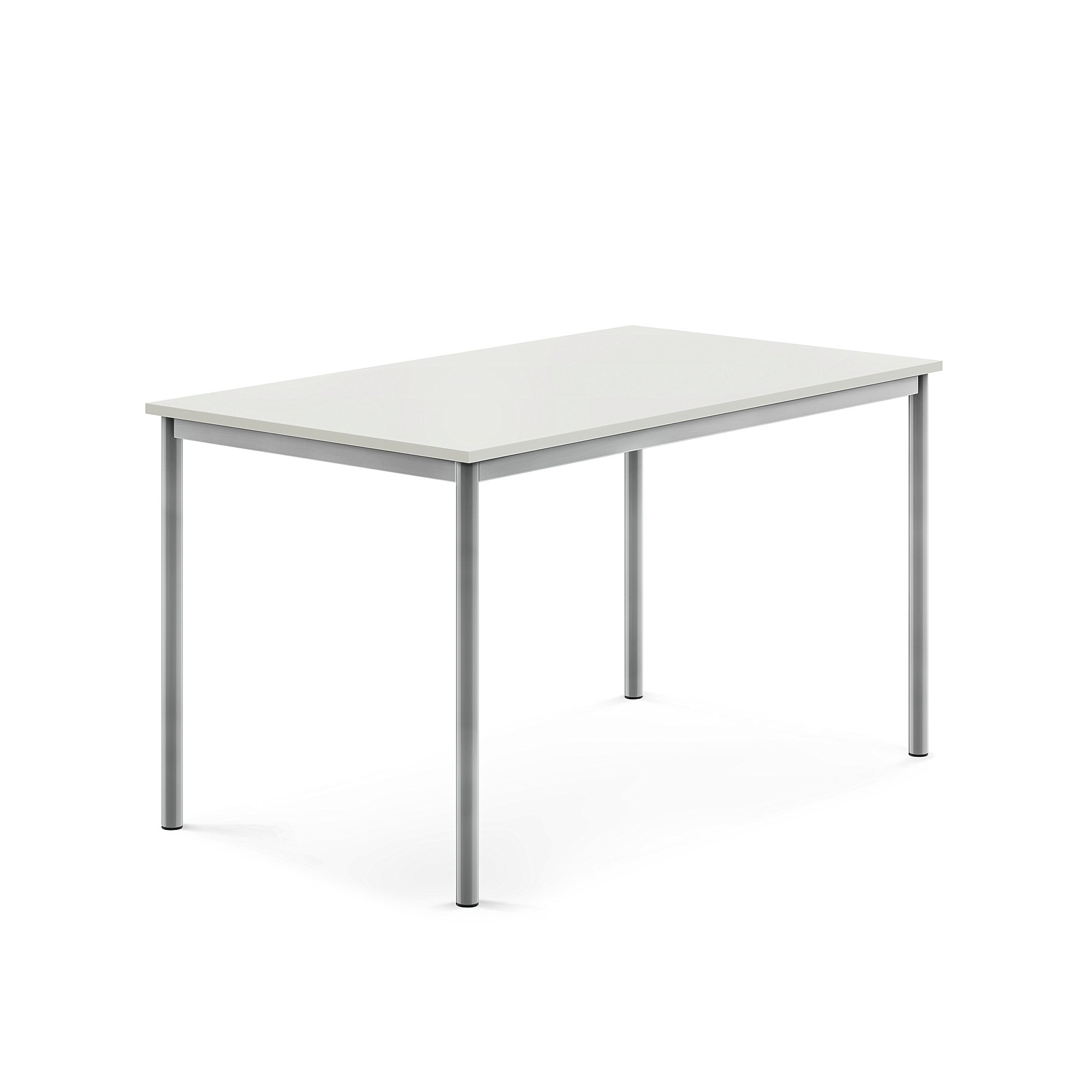 Stůl SONITUS, 1400x800x760 mm, stříbrné nohy, HPL deska tlumící hluk, šedá