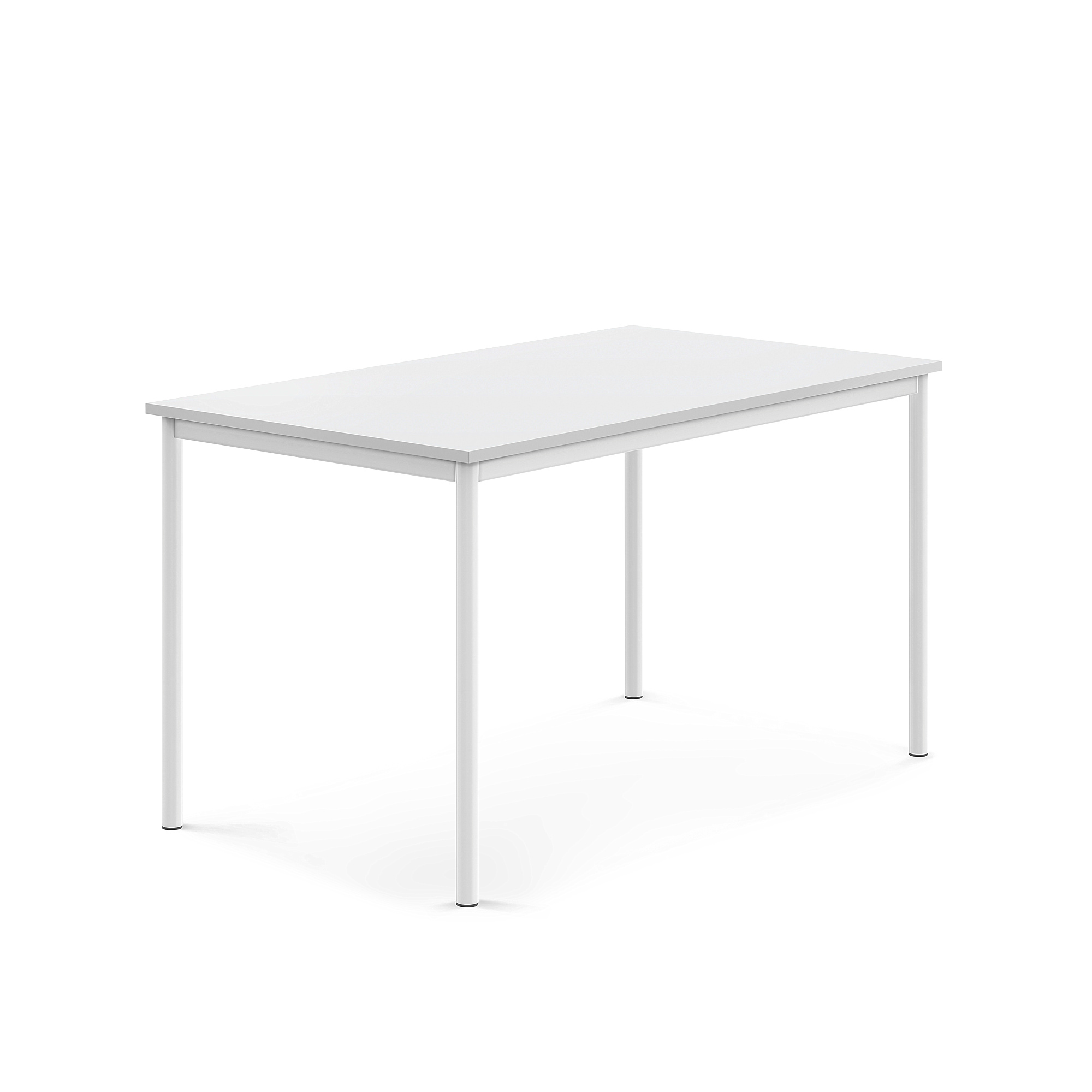 Stůl SONITUS, 1400x800x760 mm, bílé nohy, HPL deska tlumící hluk, bílá