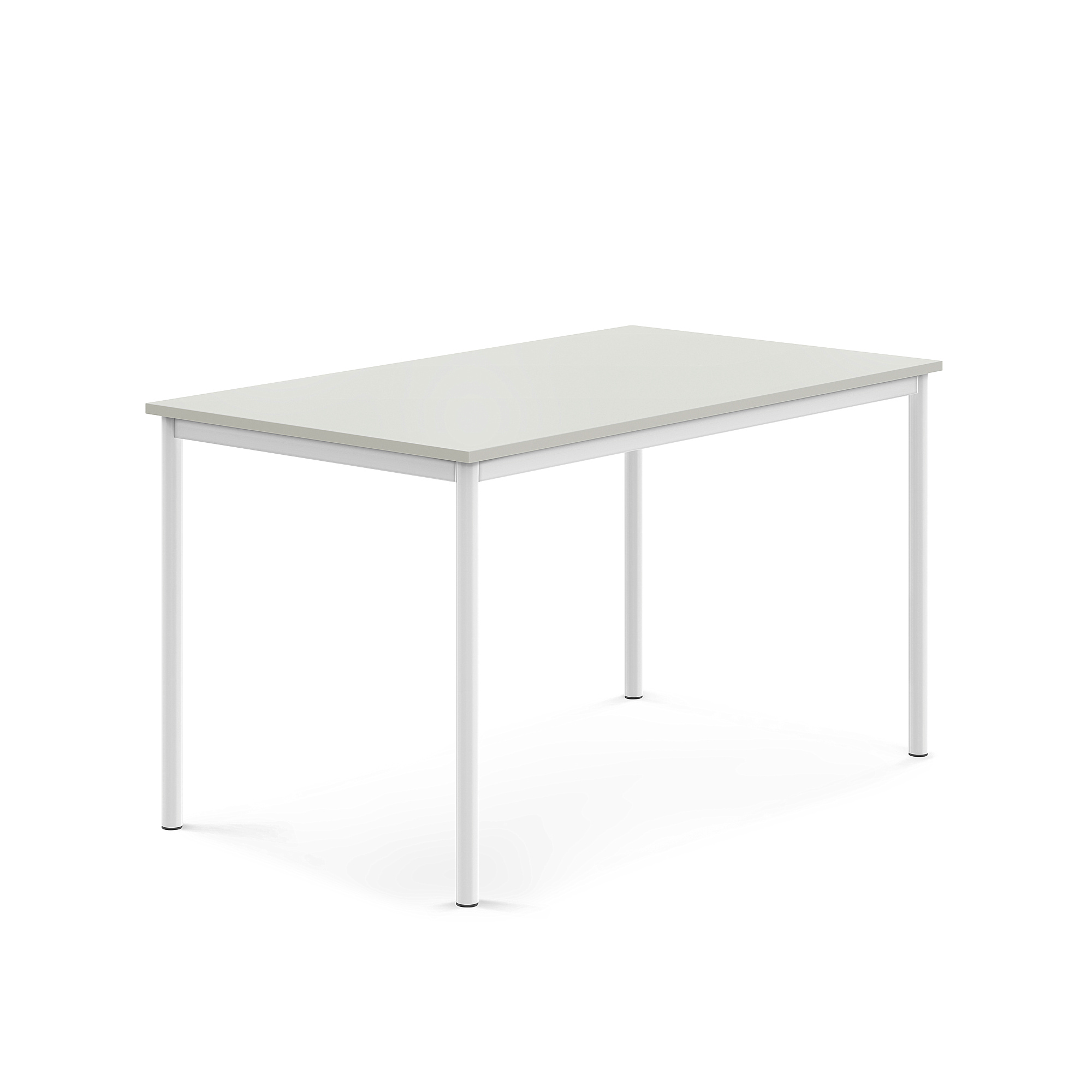 Stůl SONITUS, 1400x800x760 mm, bílé nohy, HPL deska tlumící hluk, šedá