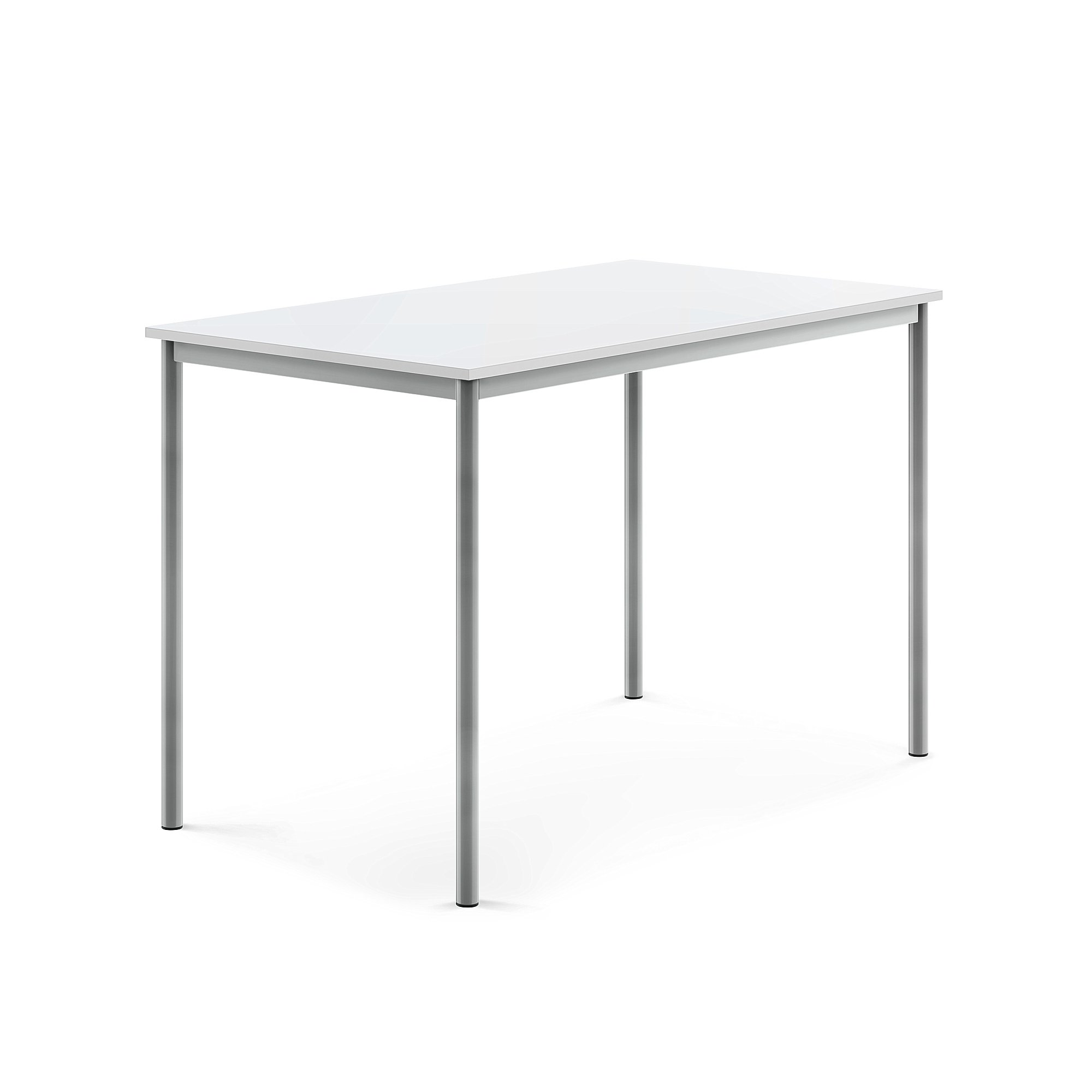 Stůl SONITUS, 1400x800x900 mm, stříbrné nohy, HPL deska tlumící hluk, bílá