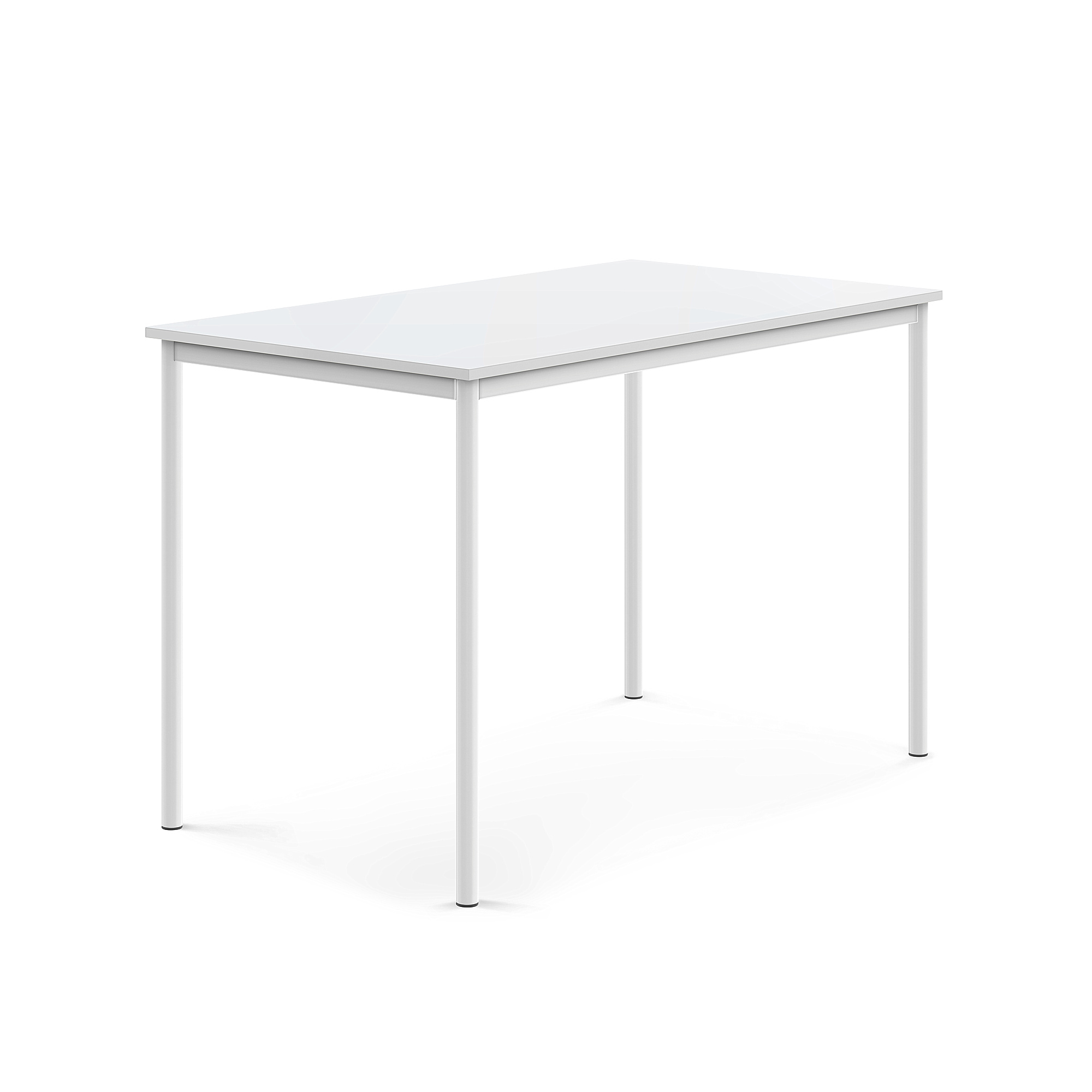 Stůl SONITUS, 1400x800x900 mm, bílé nohy, HPL deska tlumící hluk, bílá