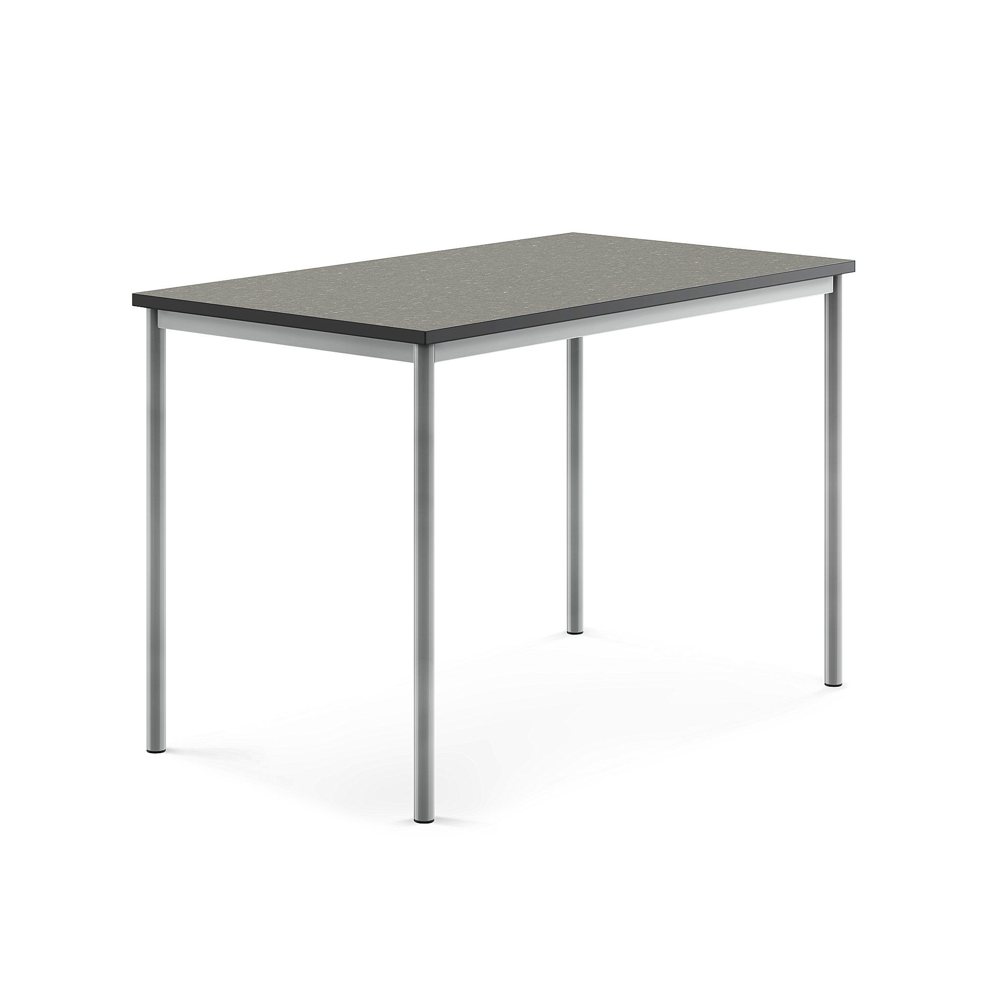 Levně Stůl SONITUS, 1400x800x900 mm, stříbrné nohy, deska s linoleem, tmavě šedá