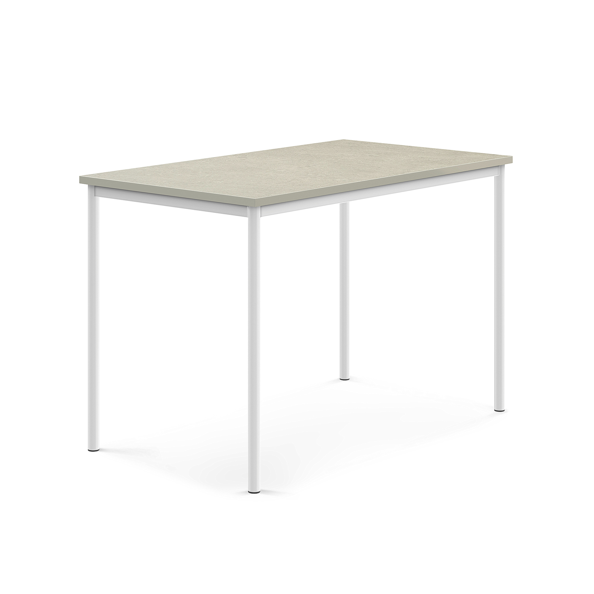 Levně Stůl SONITUS, 1400x800x900 mm, bílé nohy, deska s linoleem, šedá