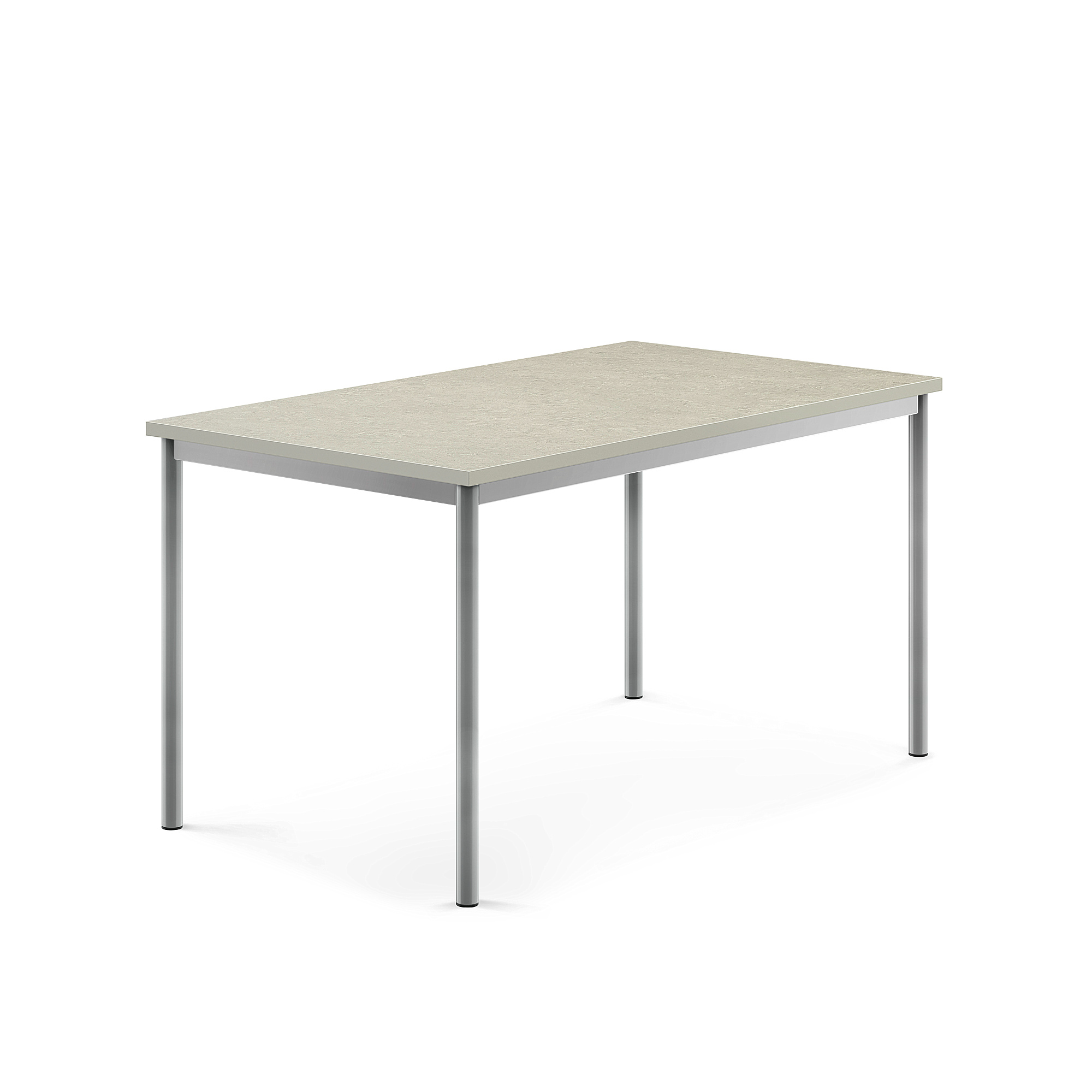 Stůl SONITUS, 1400x800x720 mm, stříbrné nohy, deska s linoleem, šedá