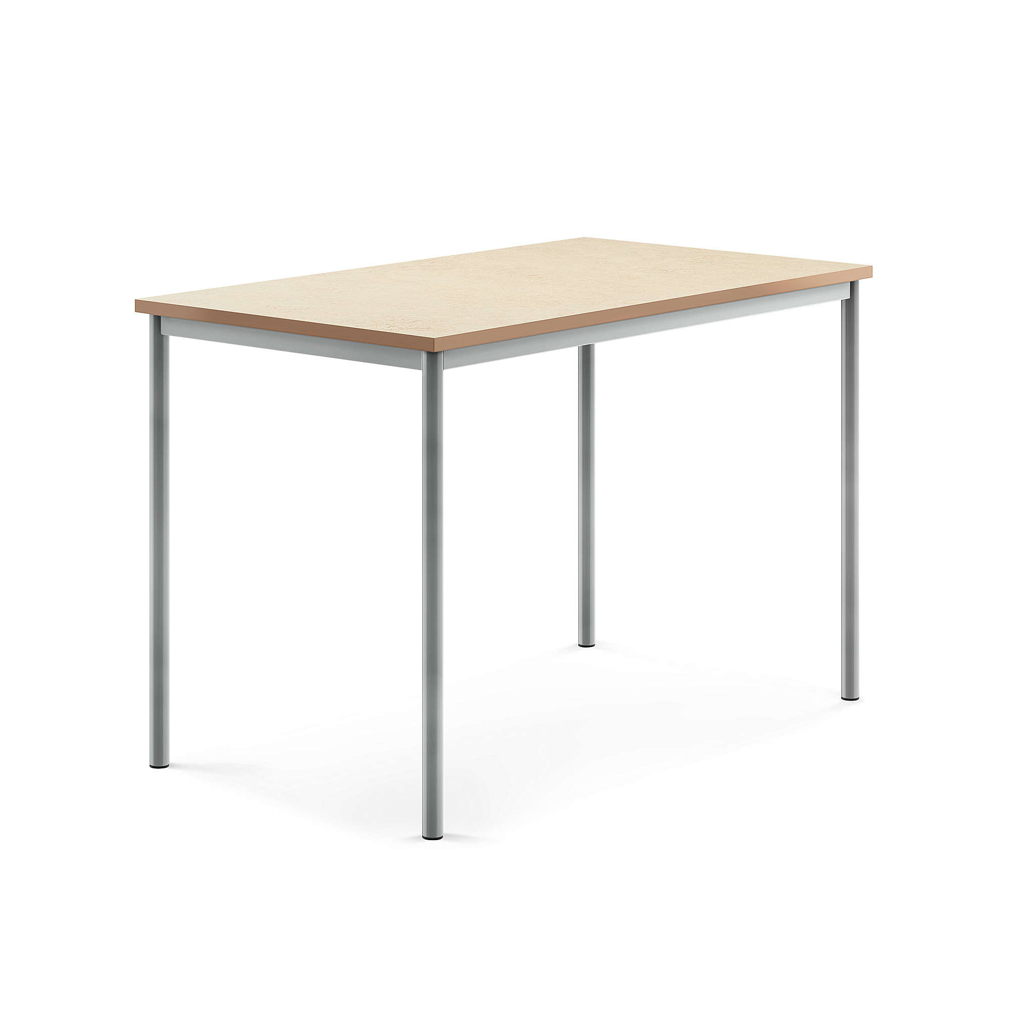 Stůl SONITUS, 1400x800x900 mm, stříbrné nohy, deska s linoleem, béžová