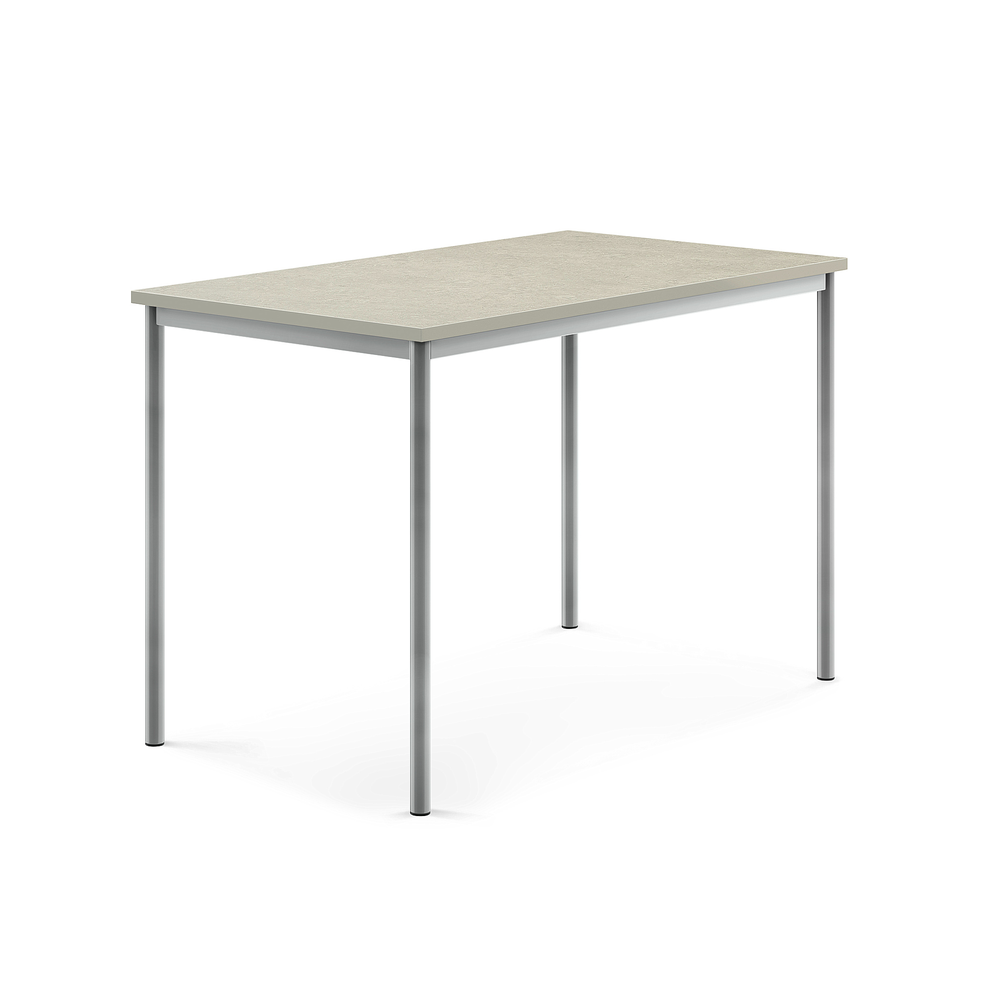 Stůl SONITUS, 1400x800x900 mm, stříbrné nohy, deska s linoleem, šedá