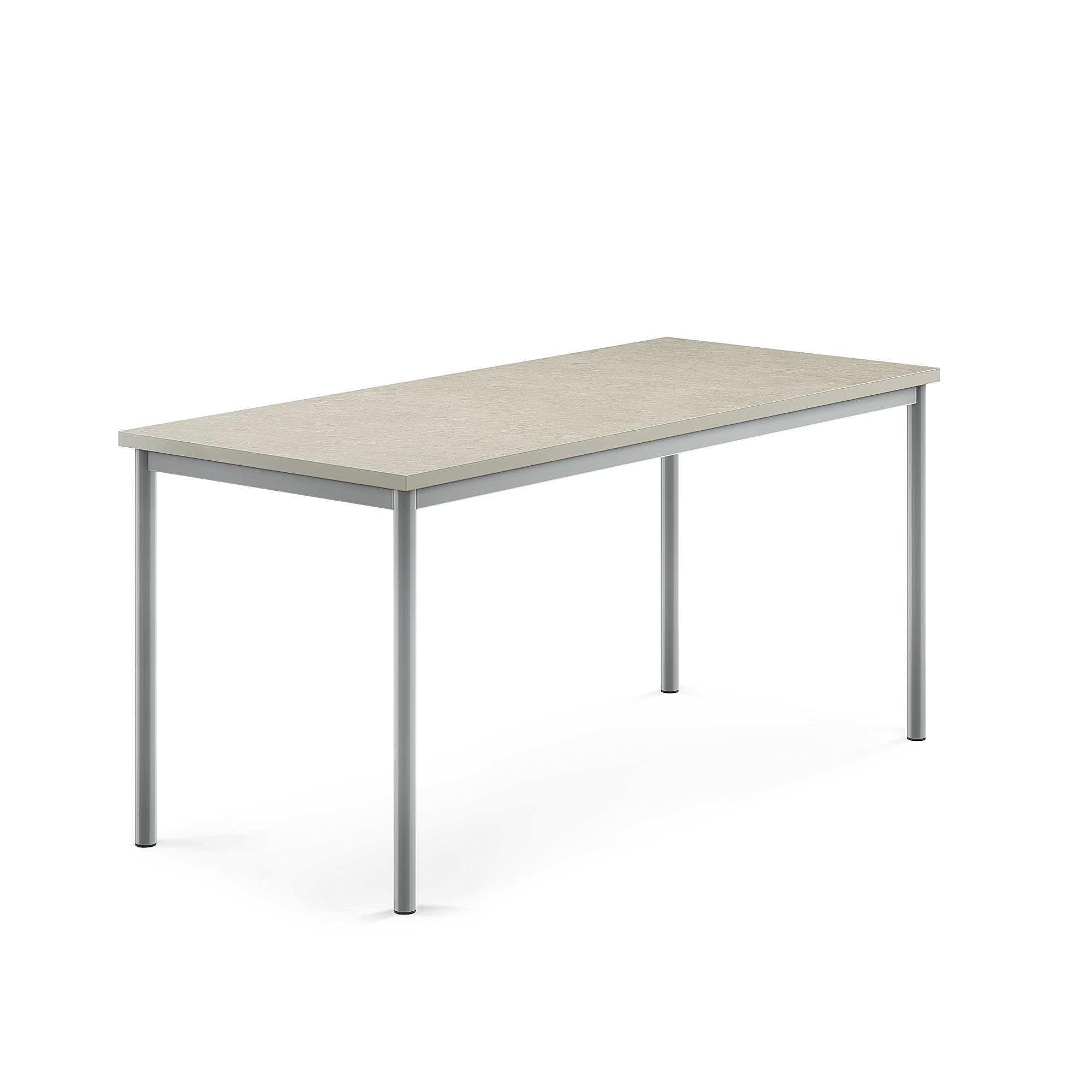Stůl SONITUS, 1600x700x720 mm, stříbrné nohy, deska s linoleem, šedá