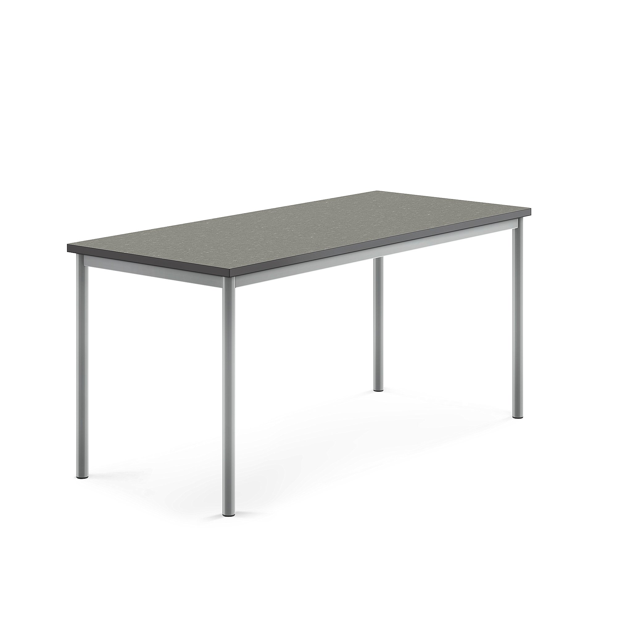 Stůl SONITUS, 1600x700x720 mm, stříbrné nohy, deska s linoleem, tmavě šedá