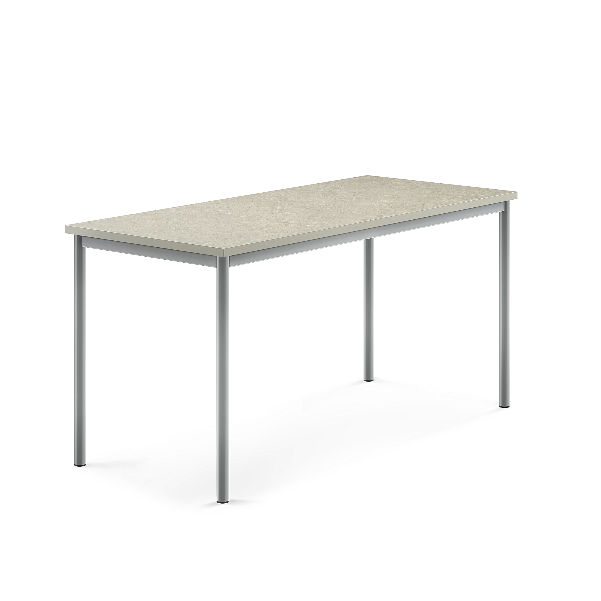 Stůl SONITUS, 1600x700x760 mm, stříbrné nohy, deska s linoleem, šedá