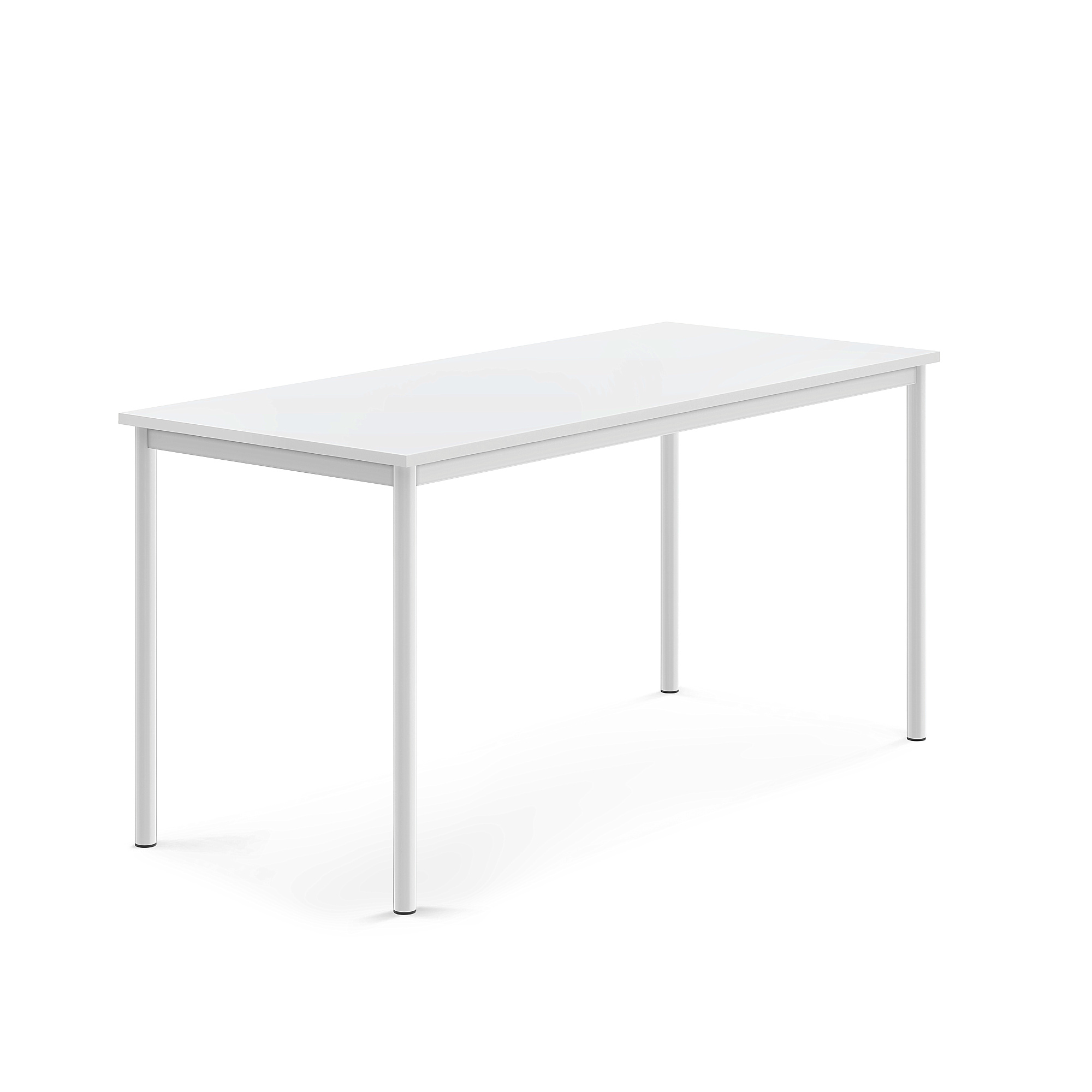 Stůl SONITUS, 1600x700x760 mm, bílé nohy, HPL deska tlumící hluk, bílá