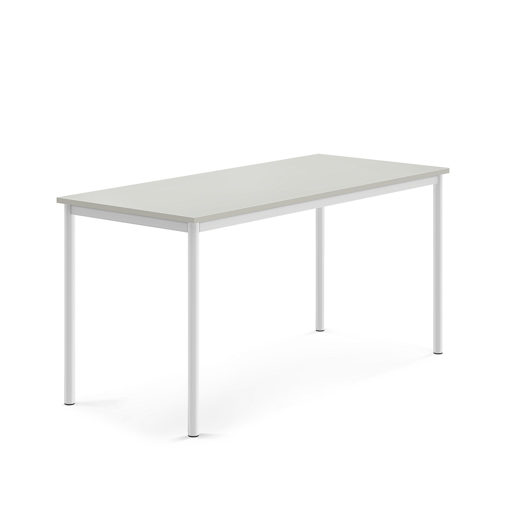 Stůl SONITUS, 1600x700x760 mm, bílé nohy, HPL deska tlumící hluk, šedá