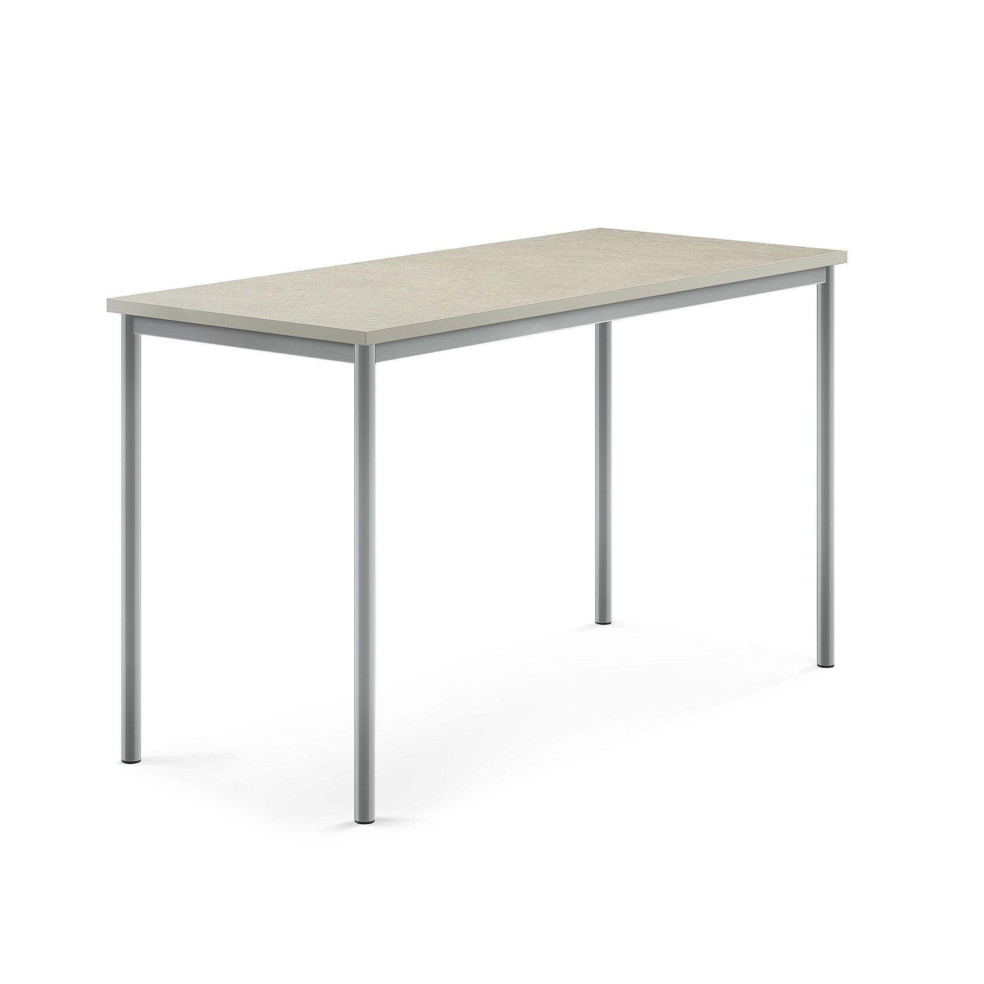 Stůl SONITUS, 1600x700x900 mm, stříbrné nohy, deska s linoleem, šedá
