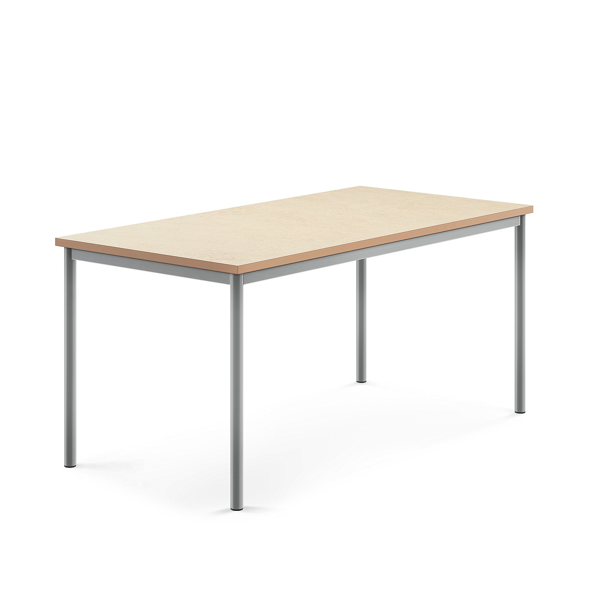 Stůl SONITUS, 1600x800x720 mm, stříbrné nohy, deska s linoleem, béžová