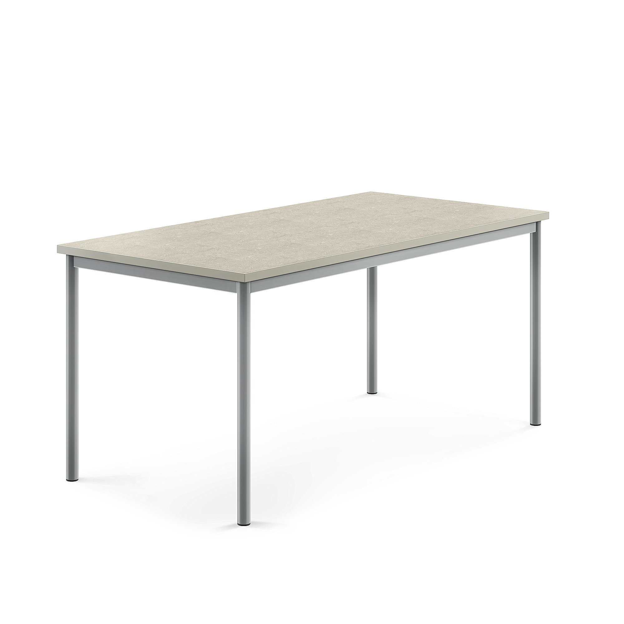 Levně Stůl SONITUS, 1600x800x720 mm, stříbrné nohy, deska s linoleem, šedá