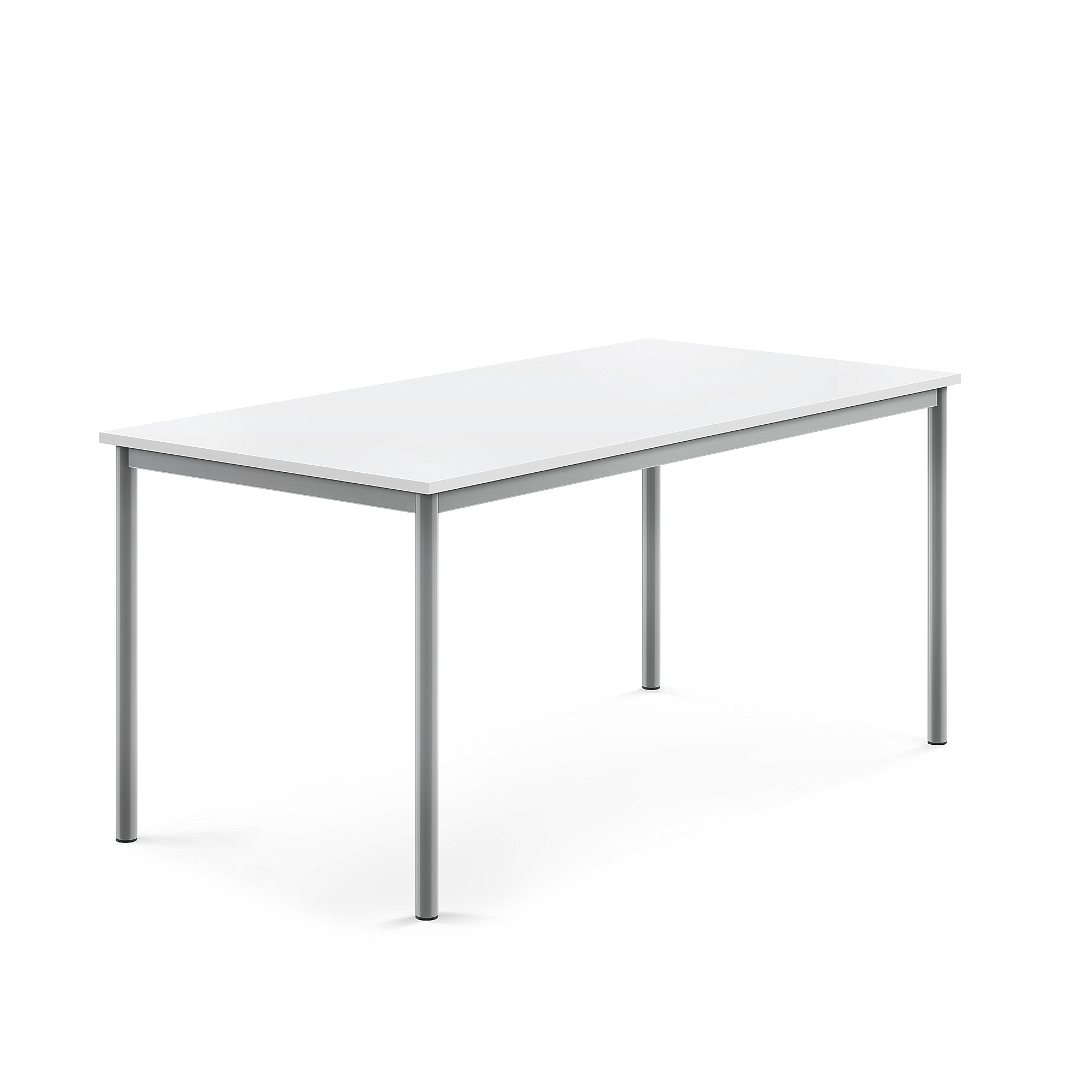 Stůl SONITUS, 1600x800x720 mm, stříbrné nohy, HPL deska tlumící hluk, bílá
