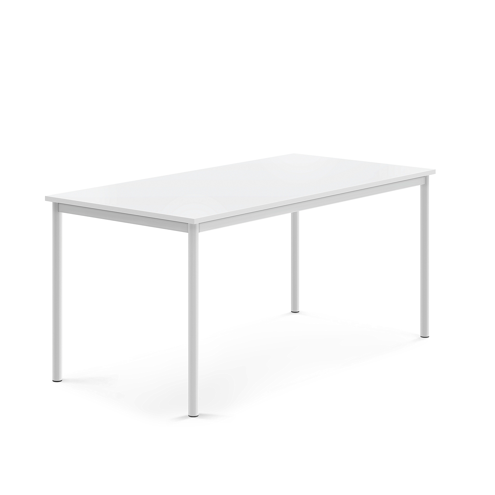 Stůl SONITUS, 1600x800x720 mm, bílé nohy, HPL deska tlumící hluk, bílá