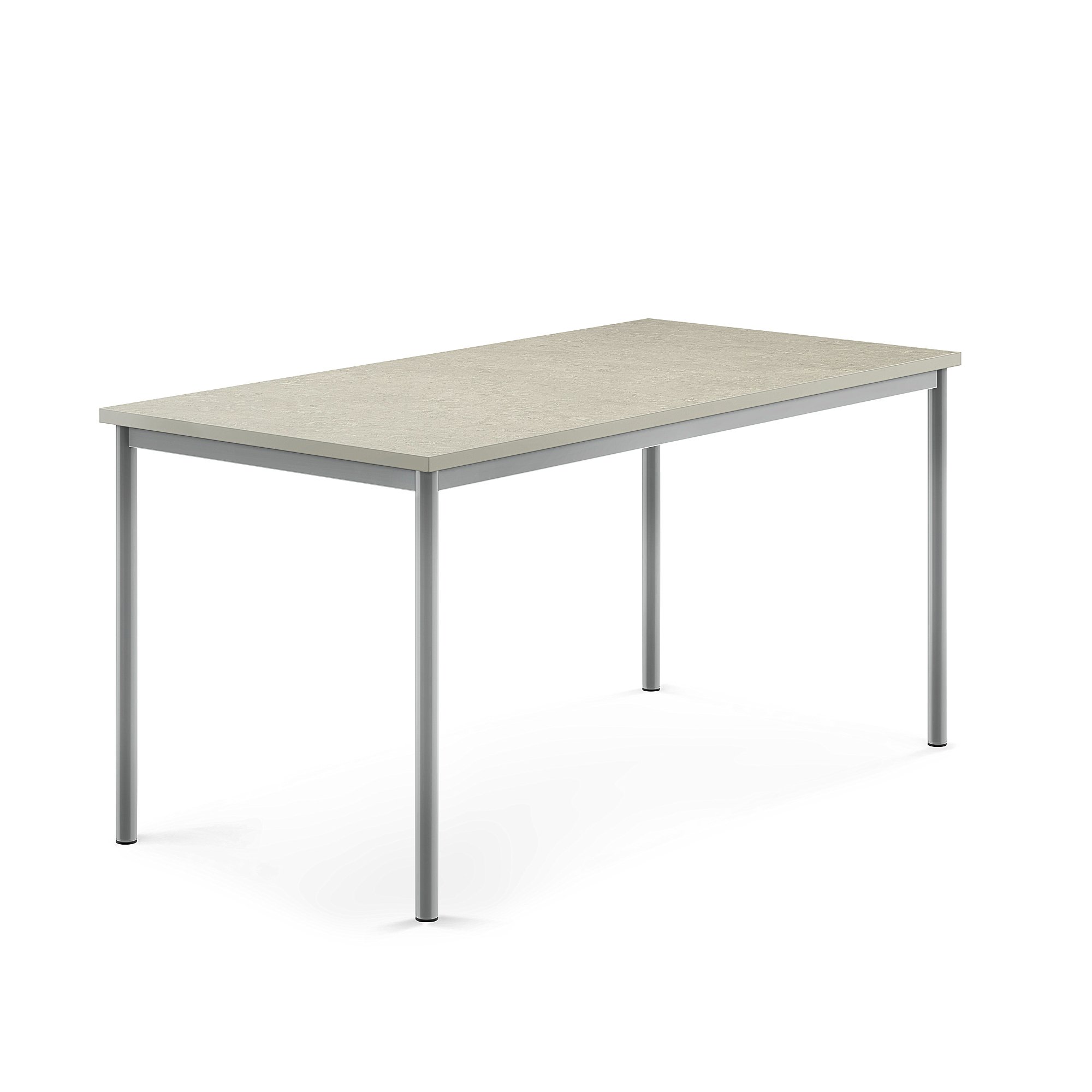 Stůl SONITUS, 1600x800x760 mm, stříbrné nohy, deska s linoleem, šedá