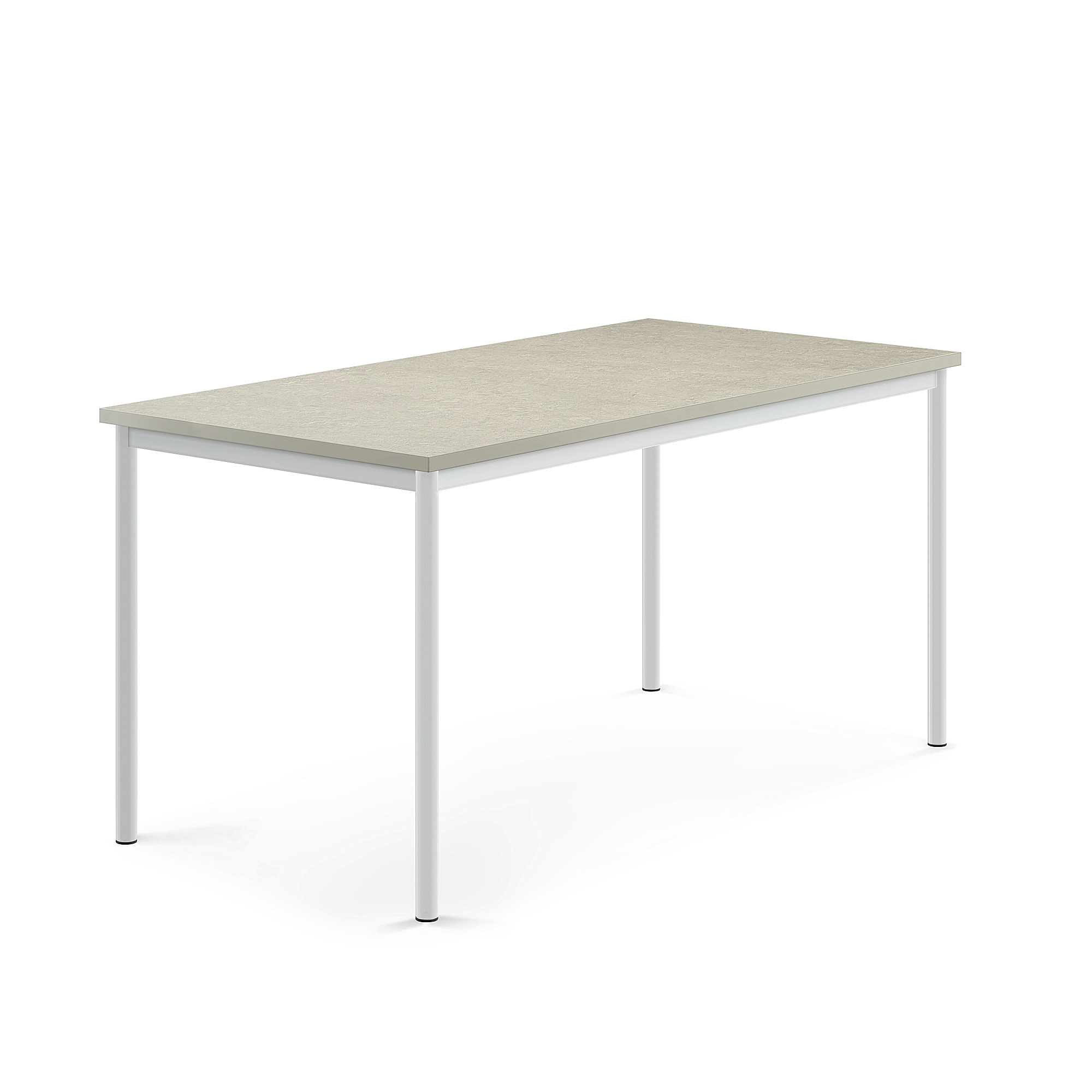 Levně Stůl SONITUS, 1600x800x760 mm, bílé nohy, deska s linoleem, šedá