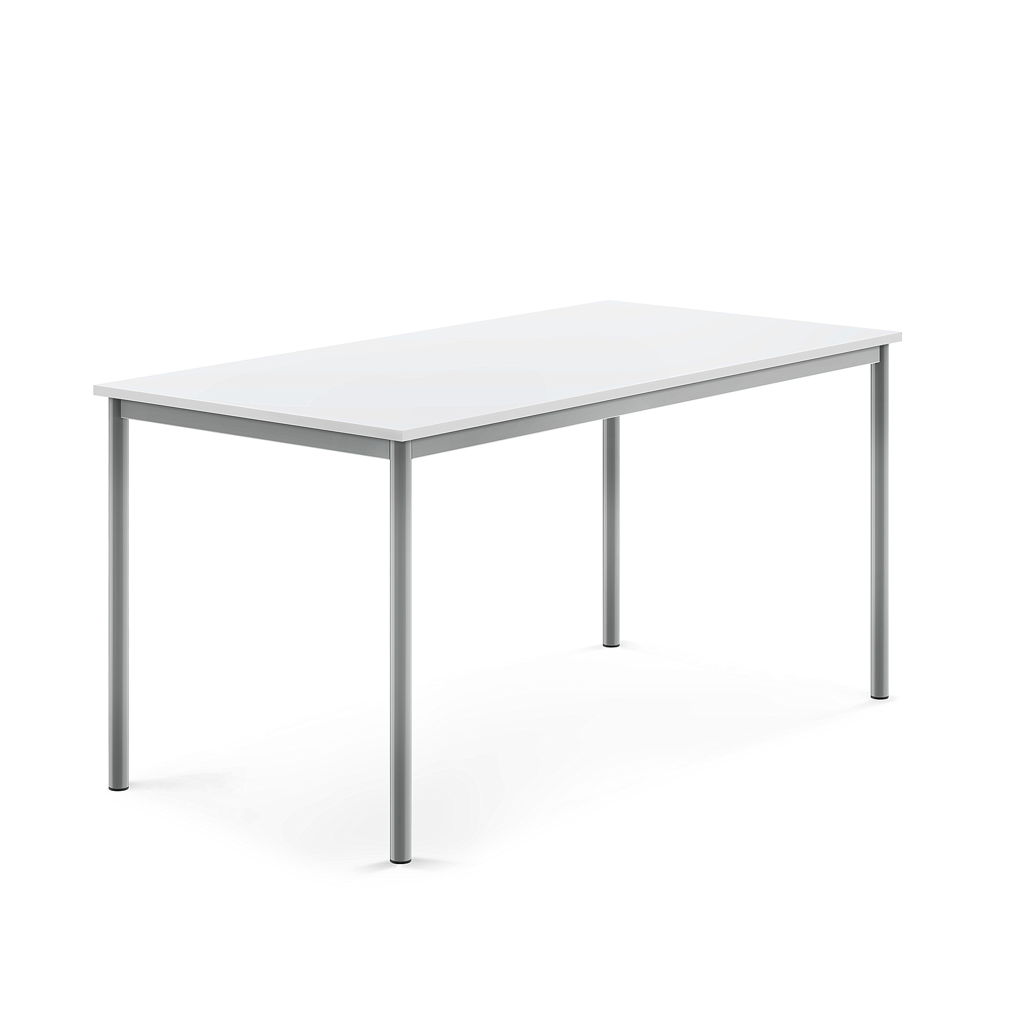 Stůl SONITUS, 1600x800x760 mm, stříbrné nohy, HPL deska tlumící hluk, bílá