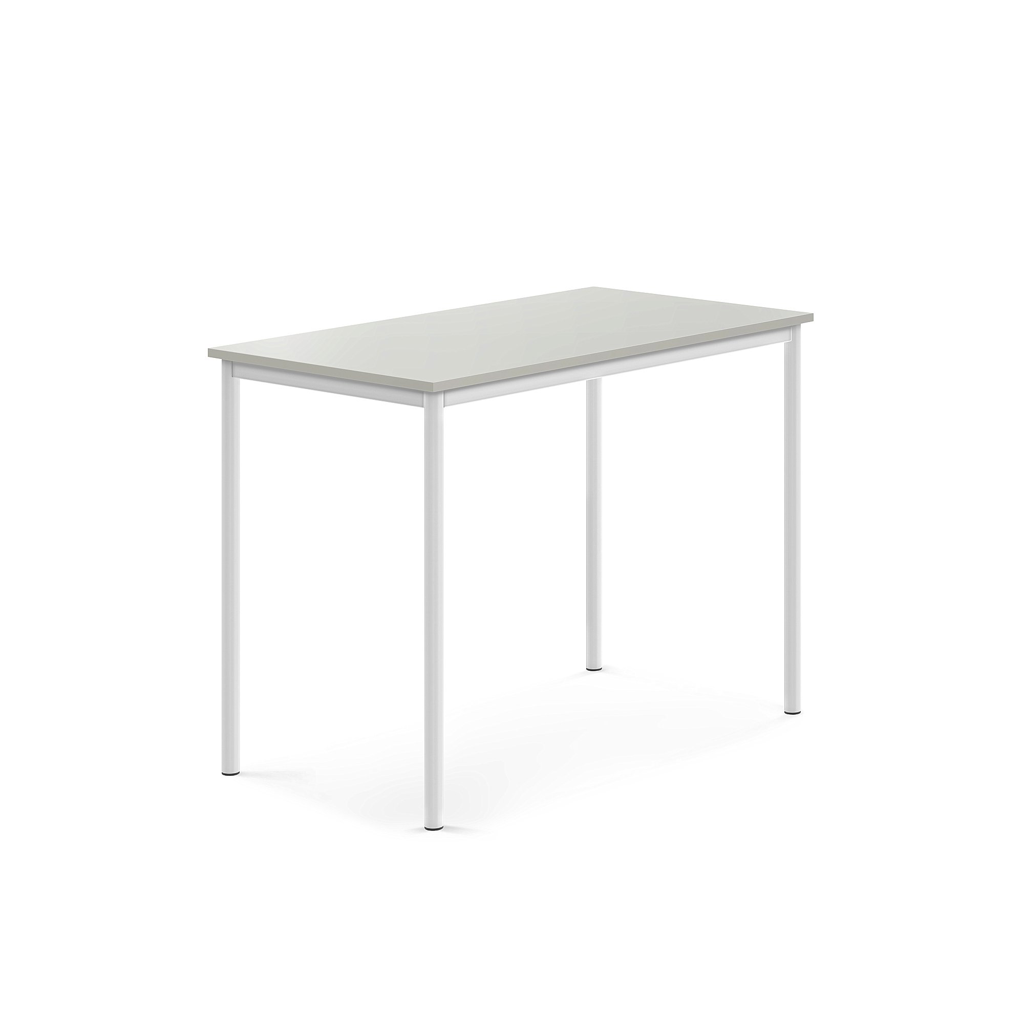 Stůl BORÅS, 1200x700x900 mm, bílé nohy, HPL deska, šedá