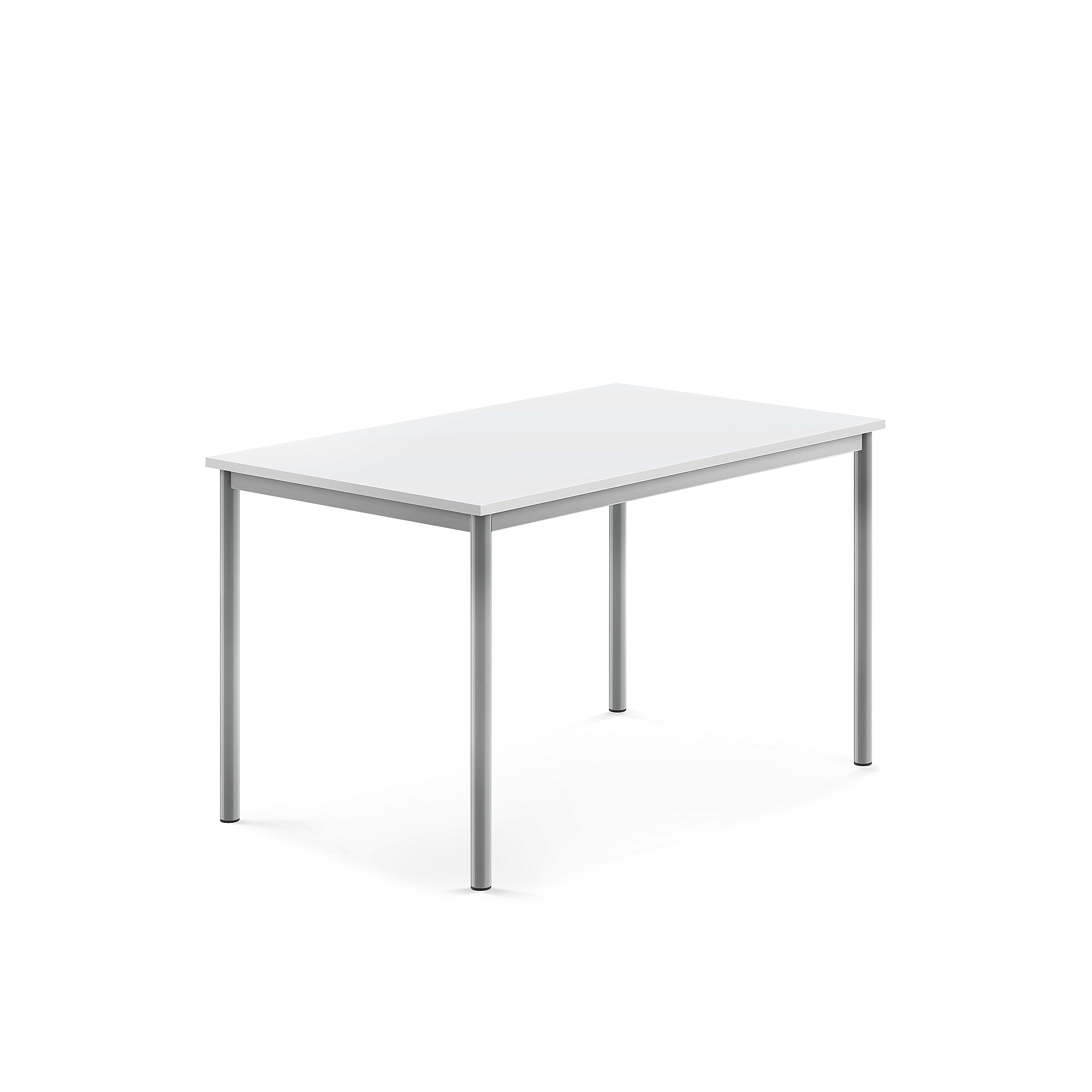 Stůl BORÅS, 1200x800x720 mm, stříbrné nohy, HPL deska, bílá