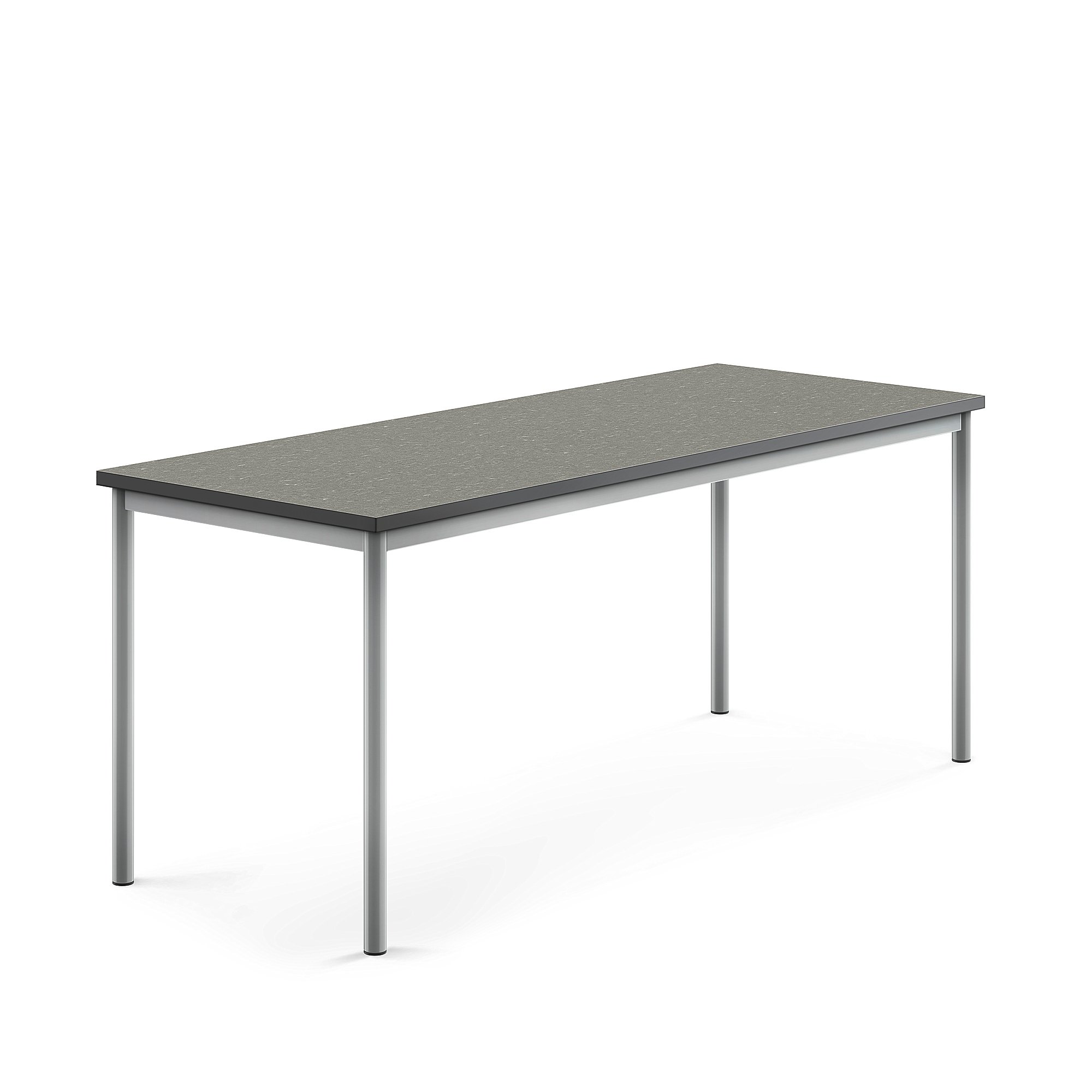 Levně Stůl SONITUS, 1800x700x720 mm, stříbrné nohy, deska s linoleem, tmavě šedá