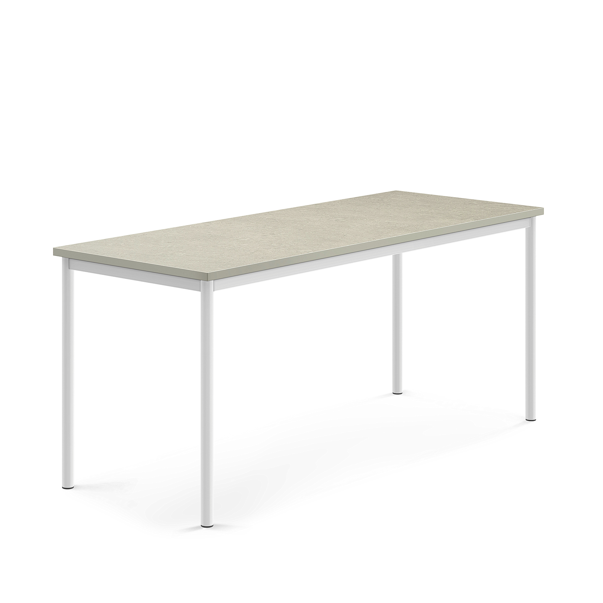 Levně Stůl SONITUS, 1800x700x760 mm, bílé nohy, deska s linoleem, šedá