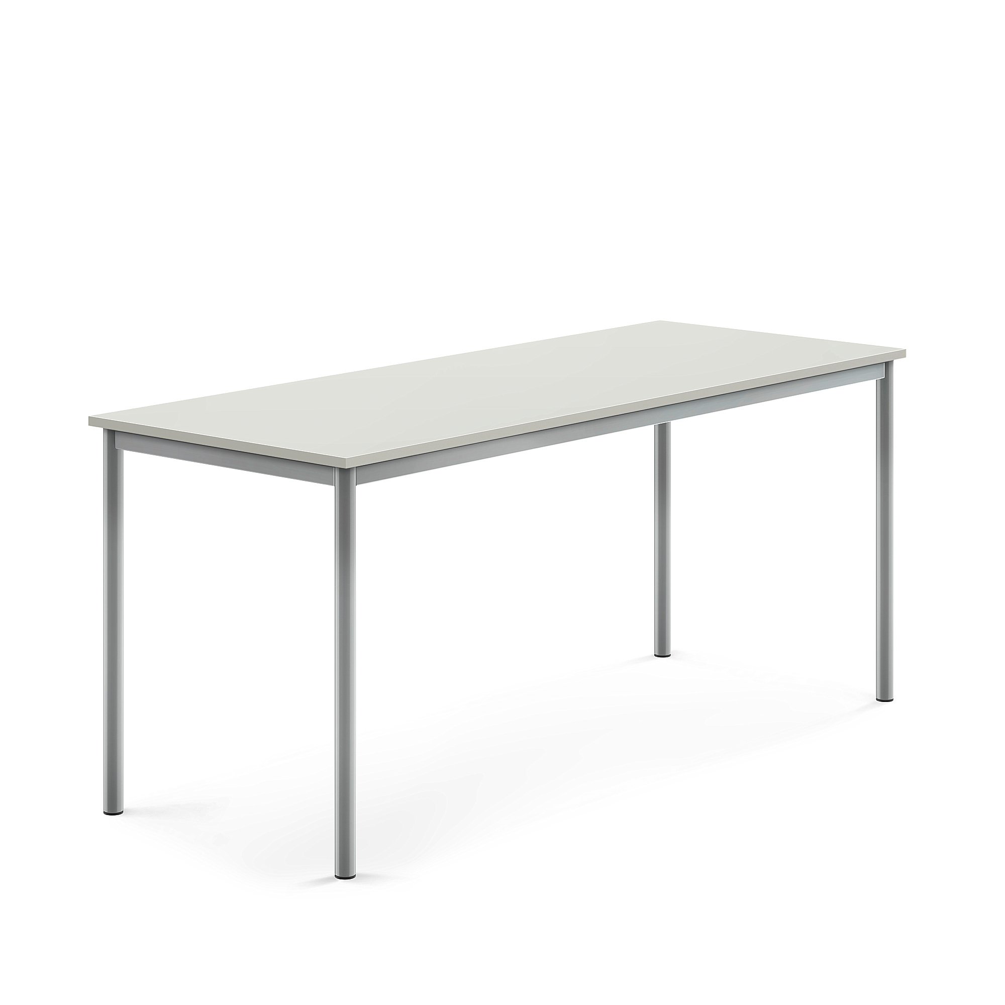 Stůl SONITUS, 1800x700x760 mm, stříbrné nohy, HPL deska tlumící hluk, šedá
