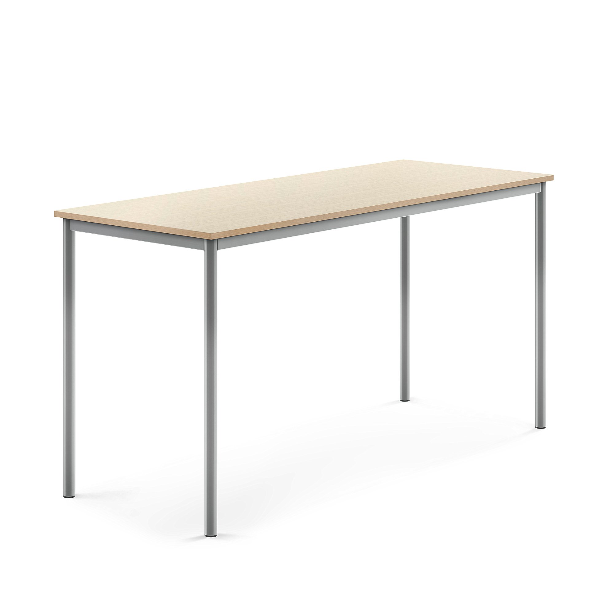 Stůl SONITUS, 1800x700x900 mm, stříbrné nohy, HPL deska tlumící hluk, bříza
