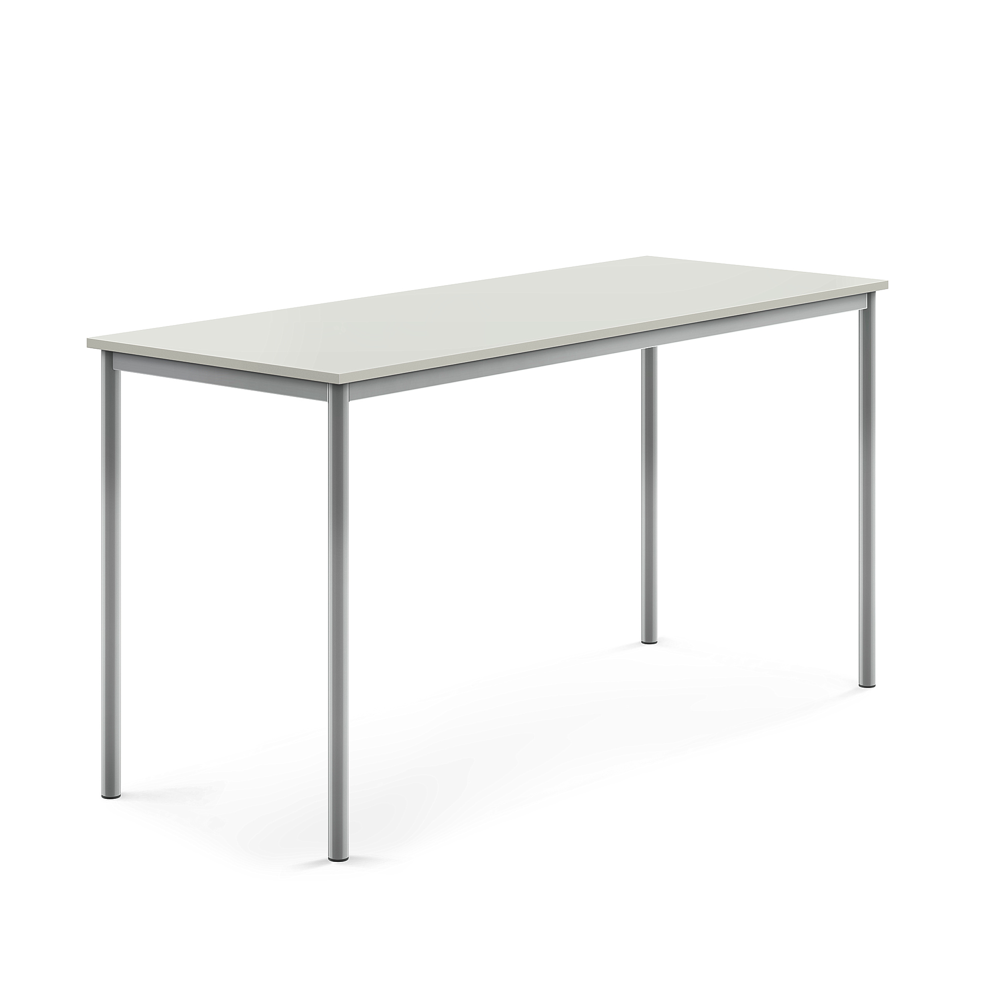 Stůl SONITUS, 1800x700x900 mm, stříbrné nohy, HPL deska tlumící hluk, šedá