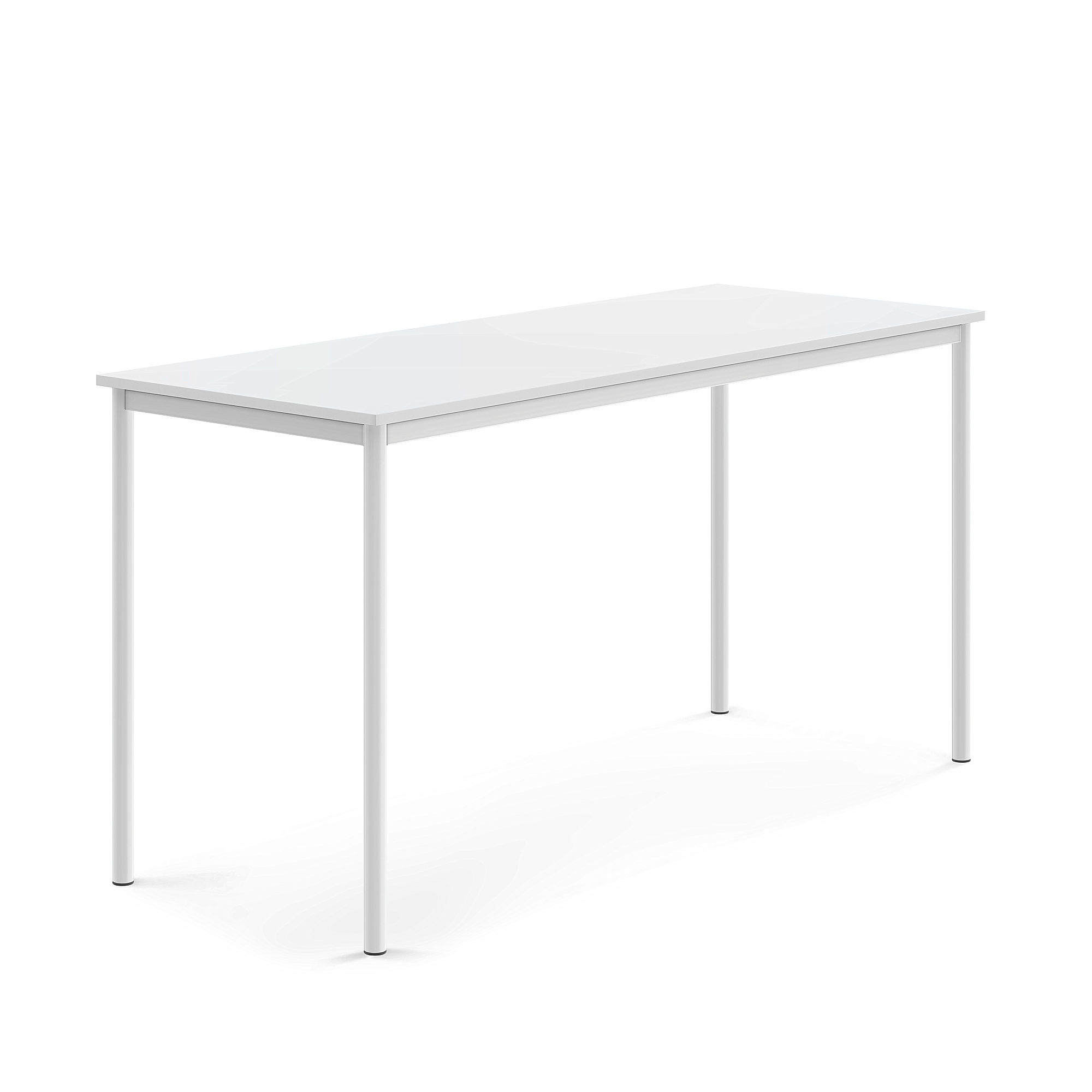 Stůl SONITUS, 1800x700x900 mm, bílé nohy, HPL deska tlumící hluk, bílá