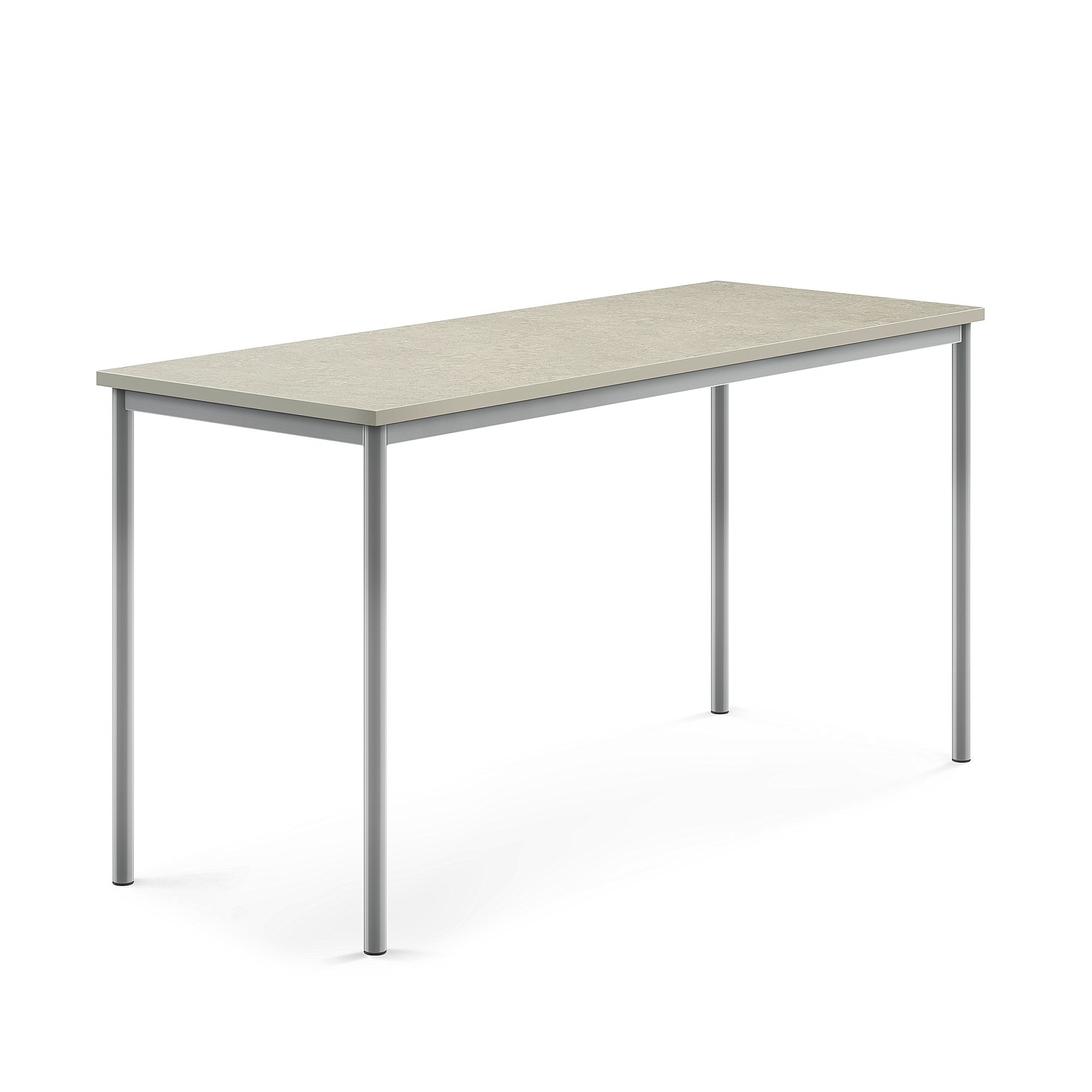 Stůl SONITUS, 1800x700x900 mm, stříbrné nohy, deska s linoleem, šedá