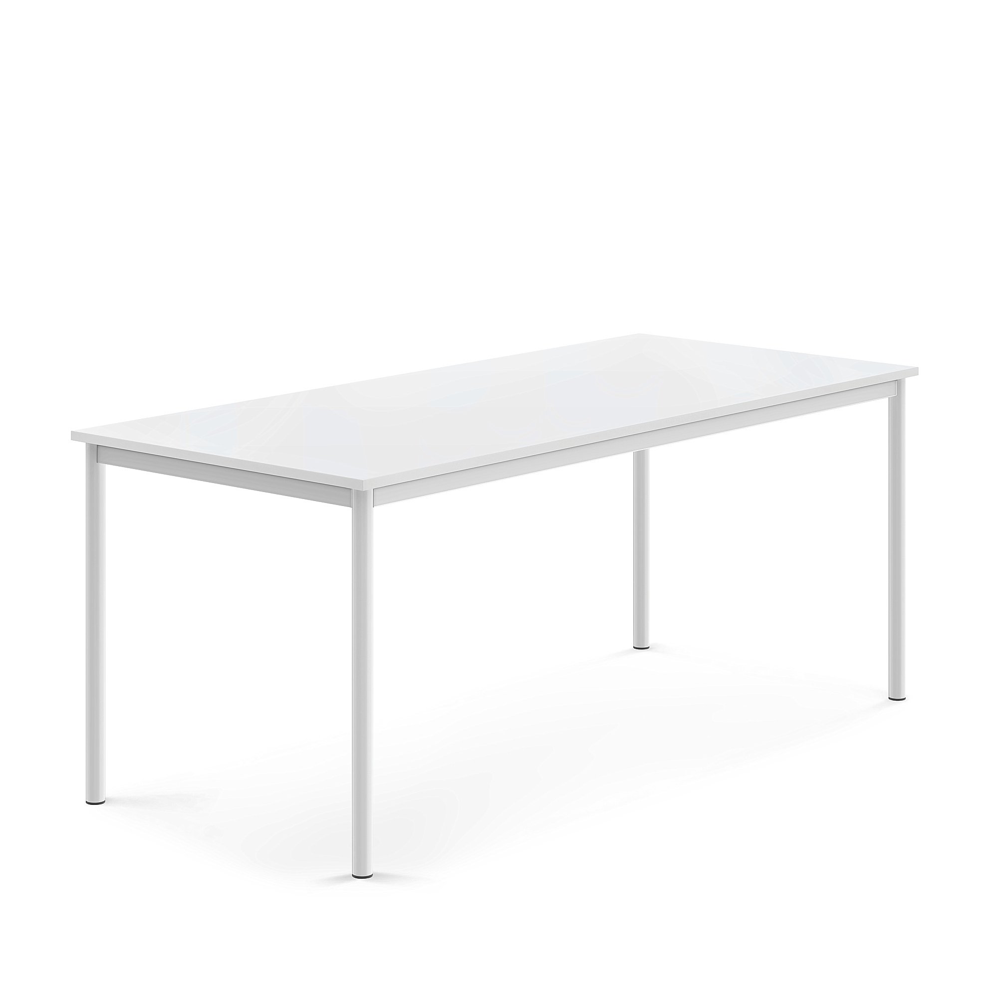 Stůl SONITUS, 1800x800x720 mm, bílé nohy, HPL deska tlumící hluk, bílá