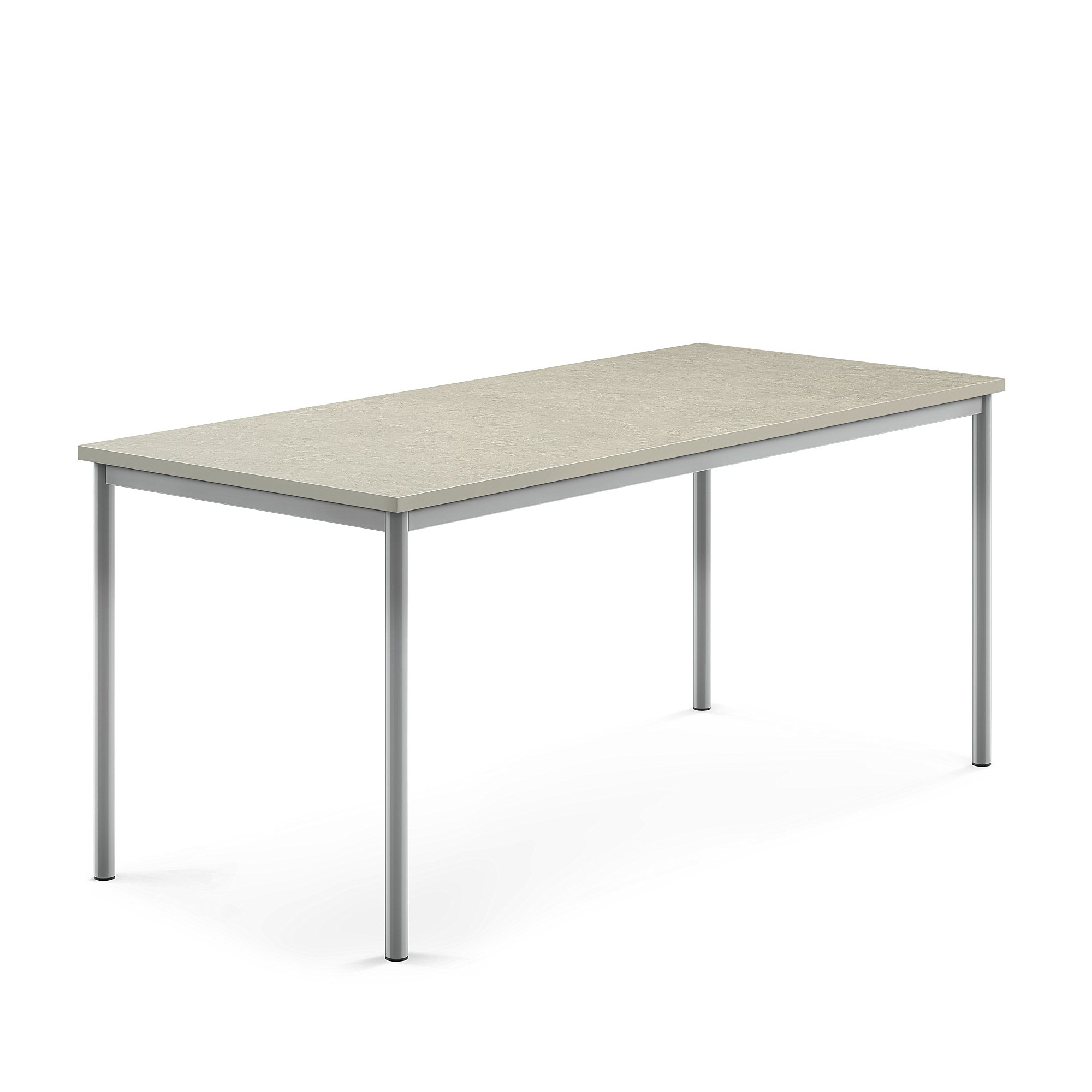 Stůl SONITUS, 1800x800x760 mm, stříbrné nohy, deska s linoleem, šedá