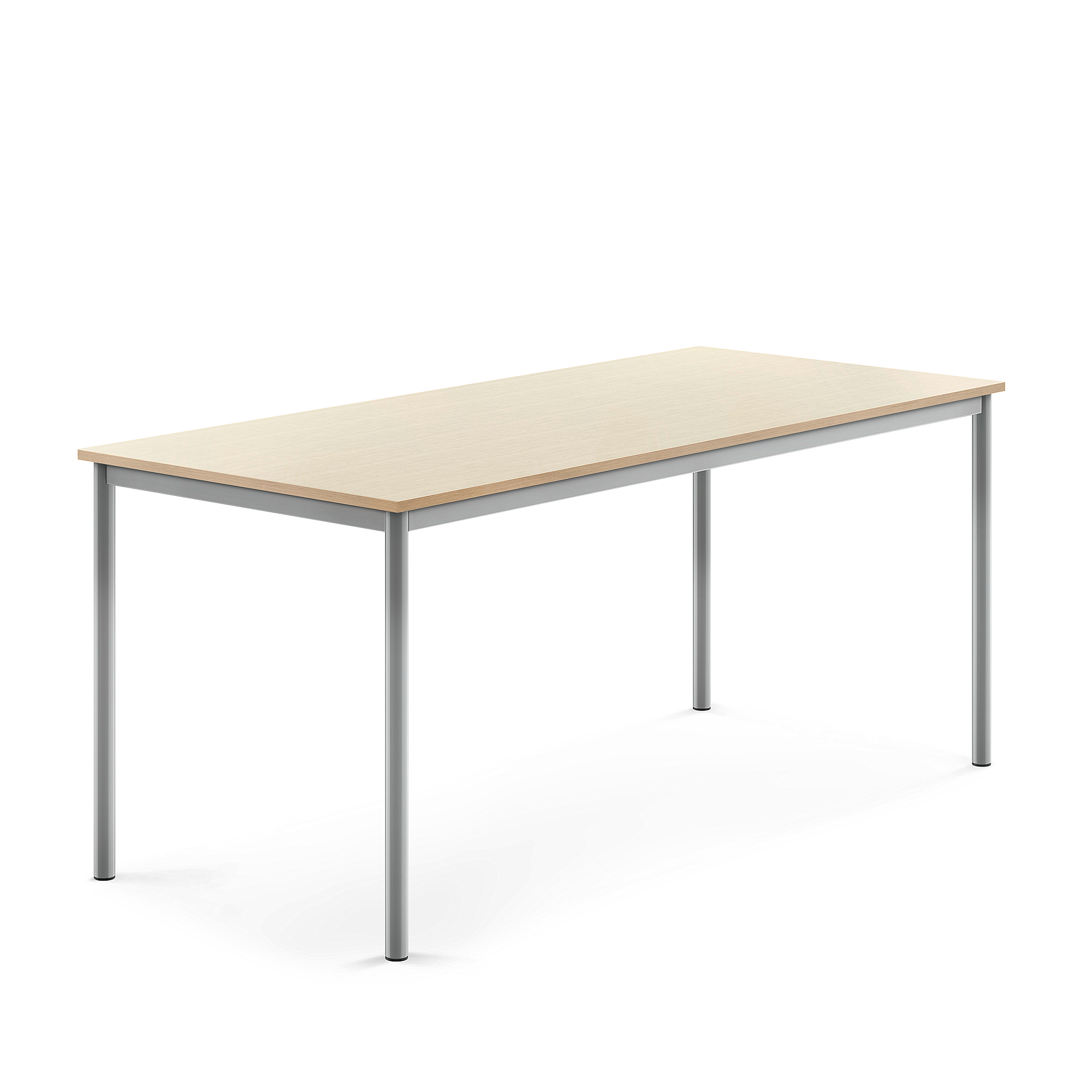 Stůl SONITUS, 1800x800x760 mm, stříbrné nohy, HPL deska tlumící hluk, bříza