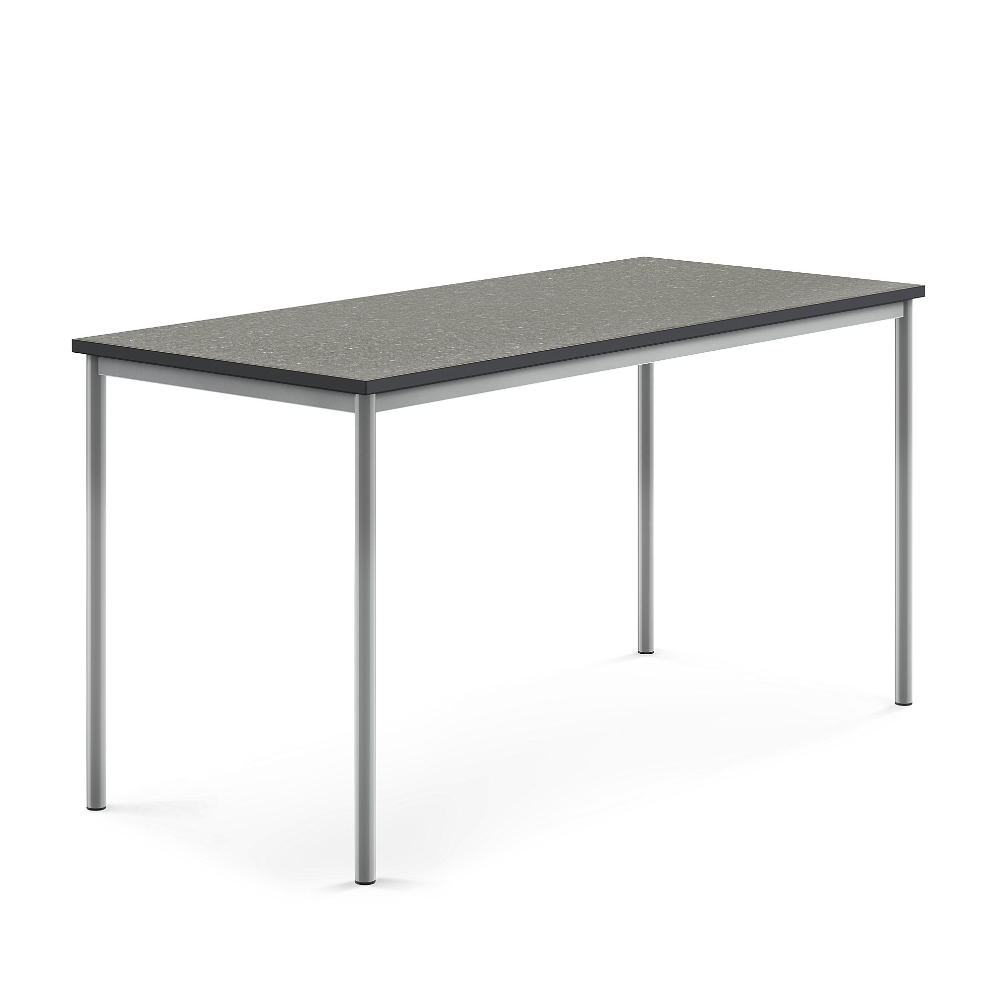 Stůl SONITUS, 1800x800x900 mm, stříbrné nohy, deska s linoleem, tmavě šedá