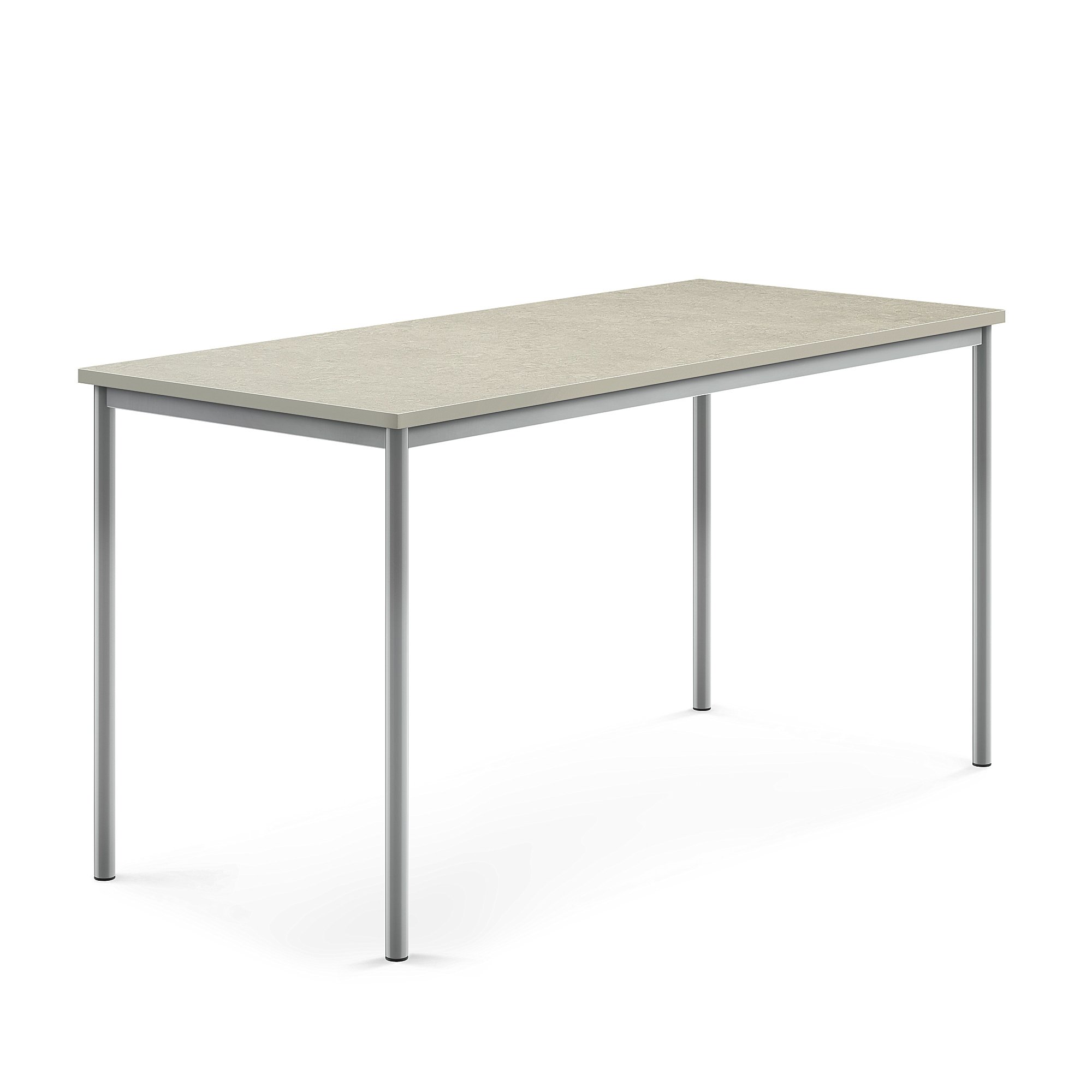 Stůl SONITUS, 1800x800x900 mm, stříbrné nohy, deska s linoleem, šedá