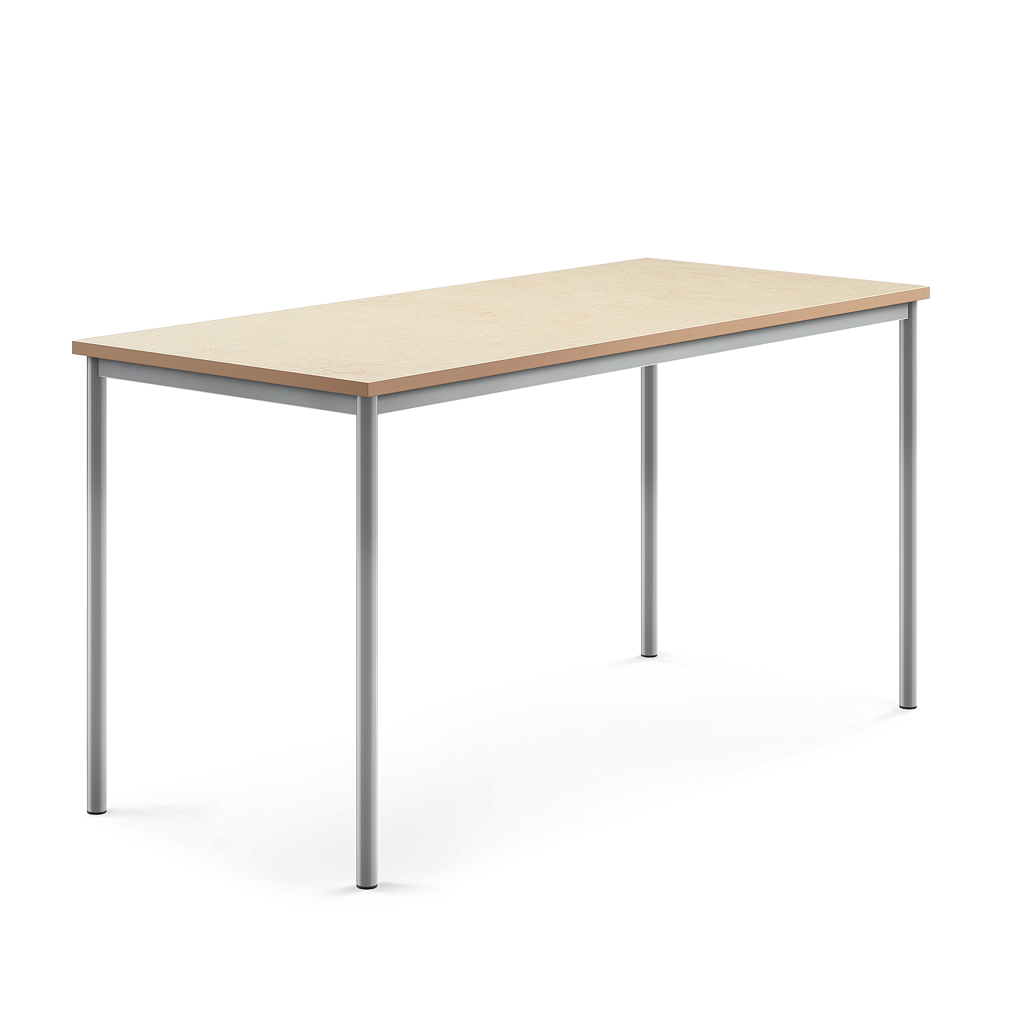 Stůl SONITUS, 1800x800x900 mm, stříbrné nohy, deska s linoleem, béžová